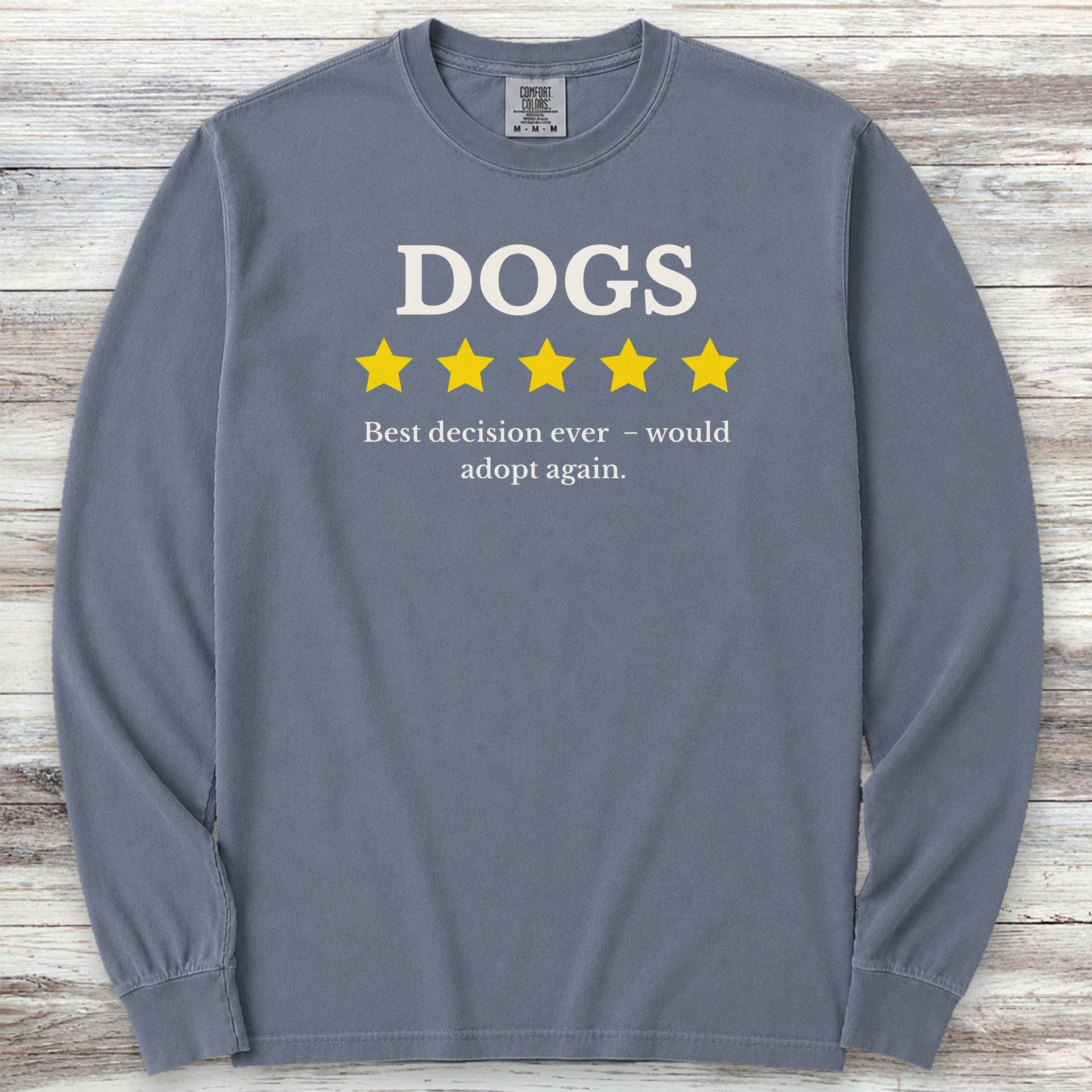 Dogs Review Long Sleeve Tee - Blue Jean