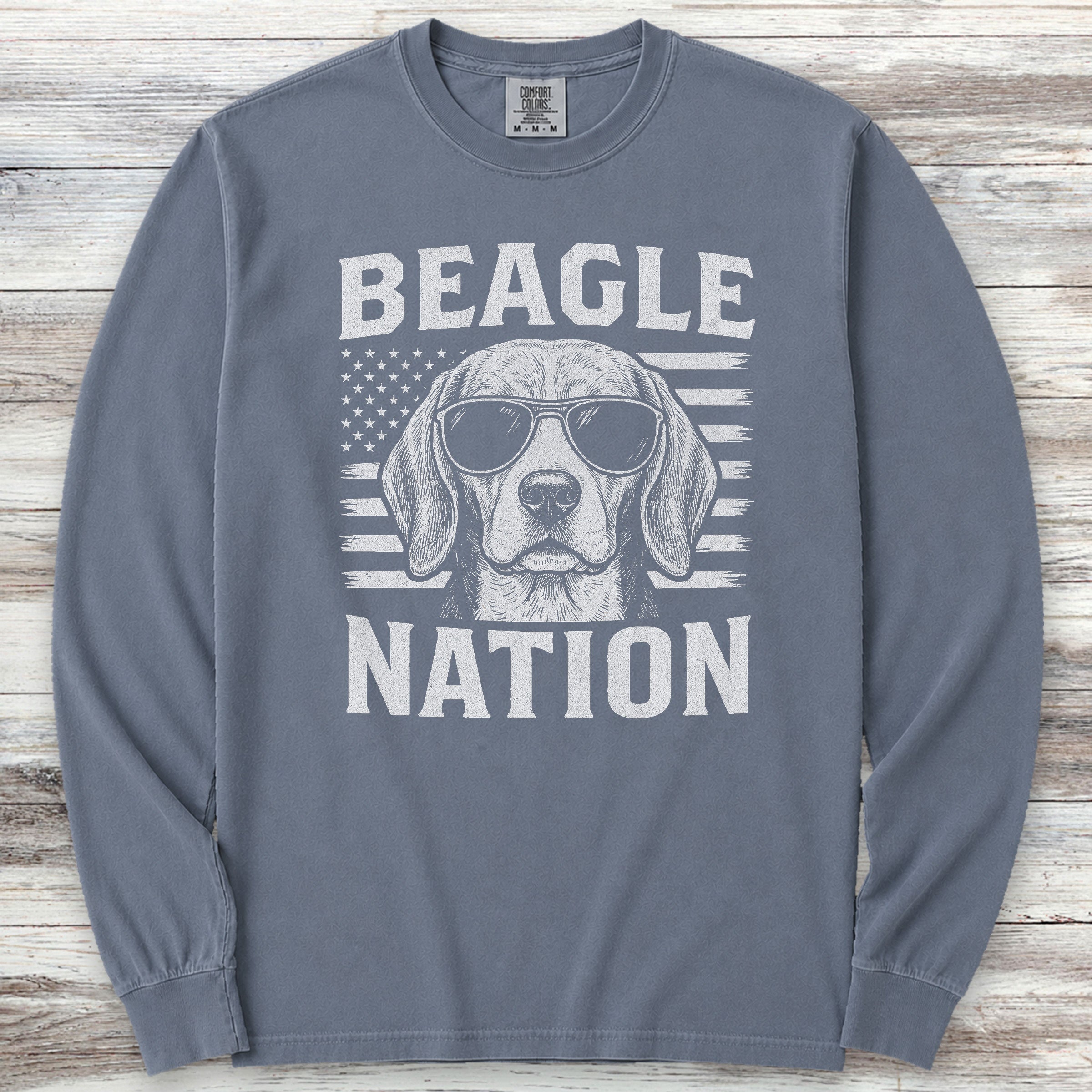 Beagle Nation Long Sleeve Tee - Blue Jean