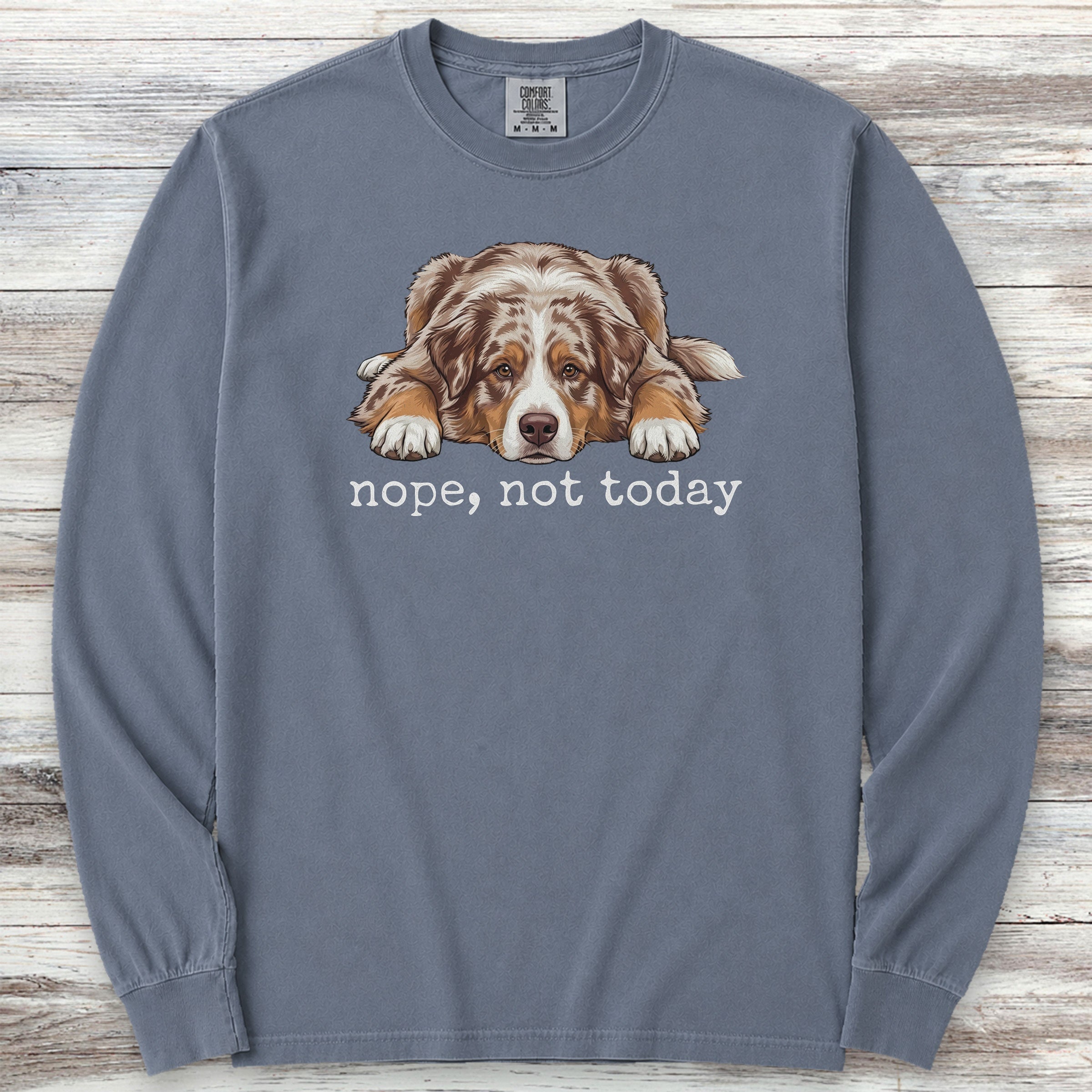 Australian Shepherd Red Nope Long Sleeve Tee - Blue Jean