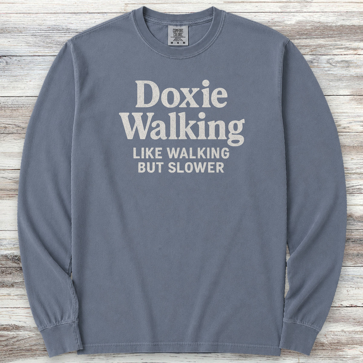 Dachshund Doxie Walking Long Sleeve Tee - Blue Jean