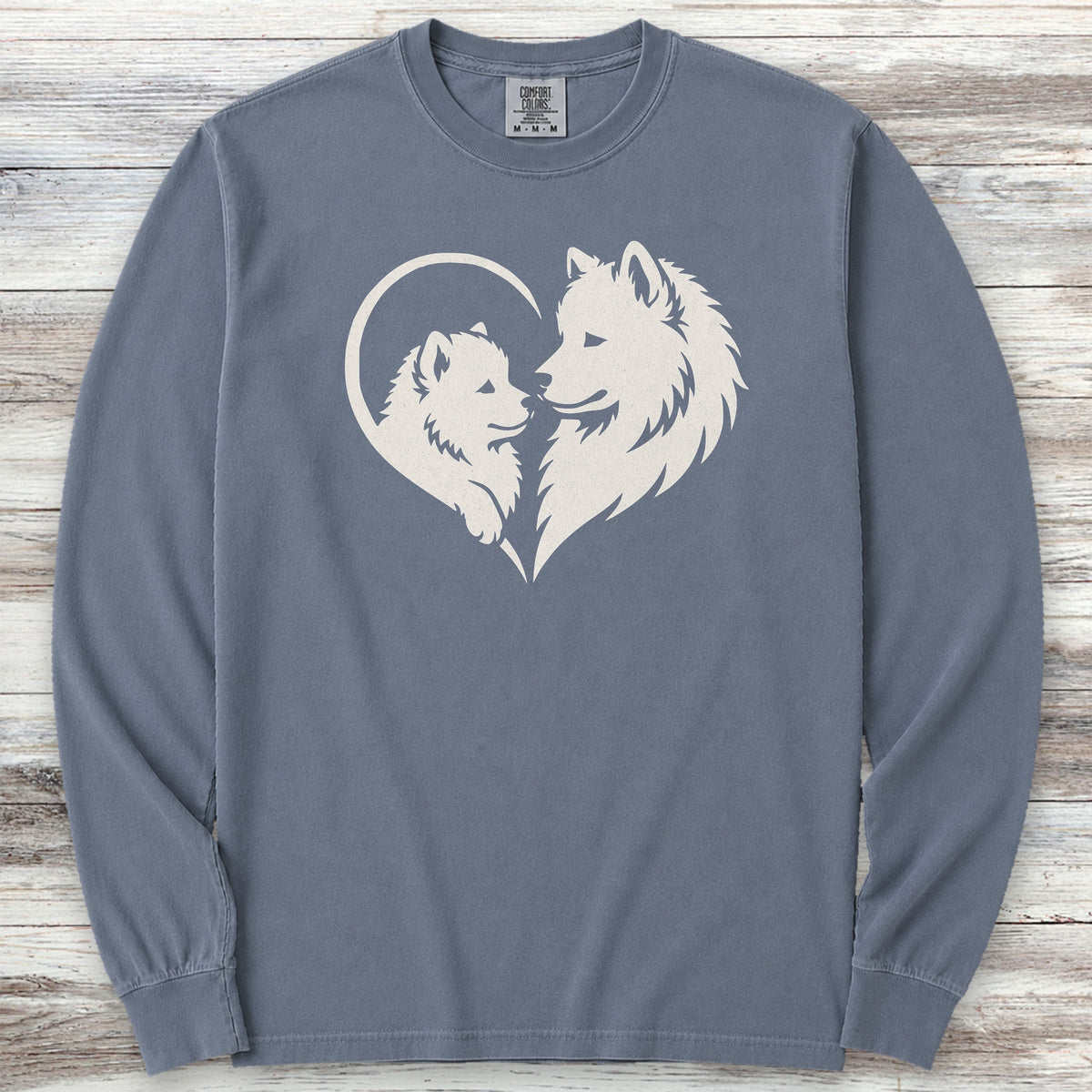Samoyed Heart Bond Long Sleeve Tee - Blue Jean