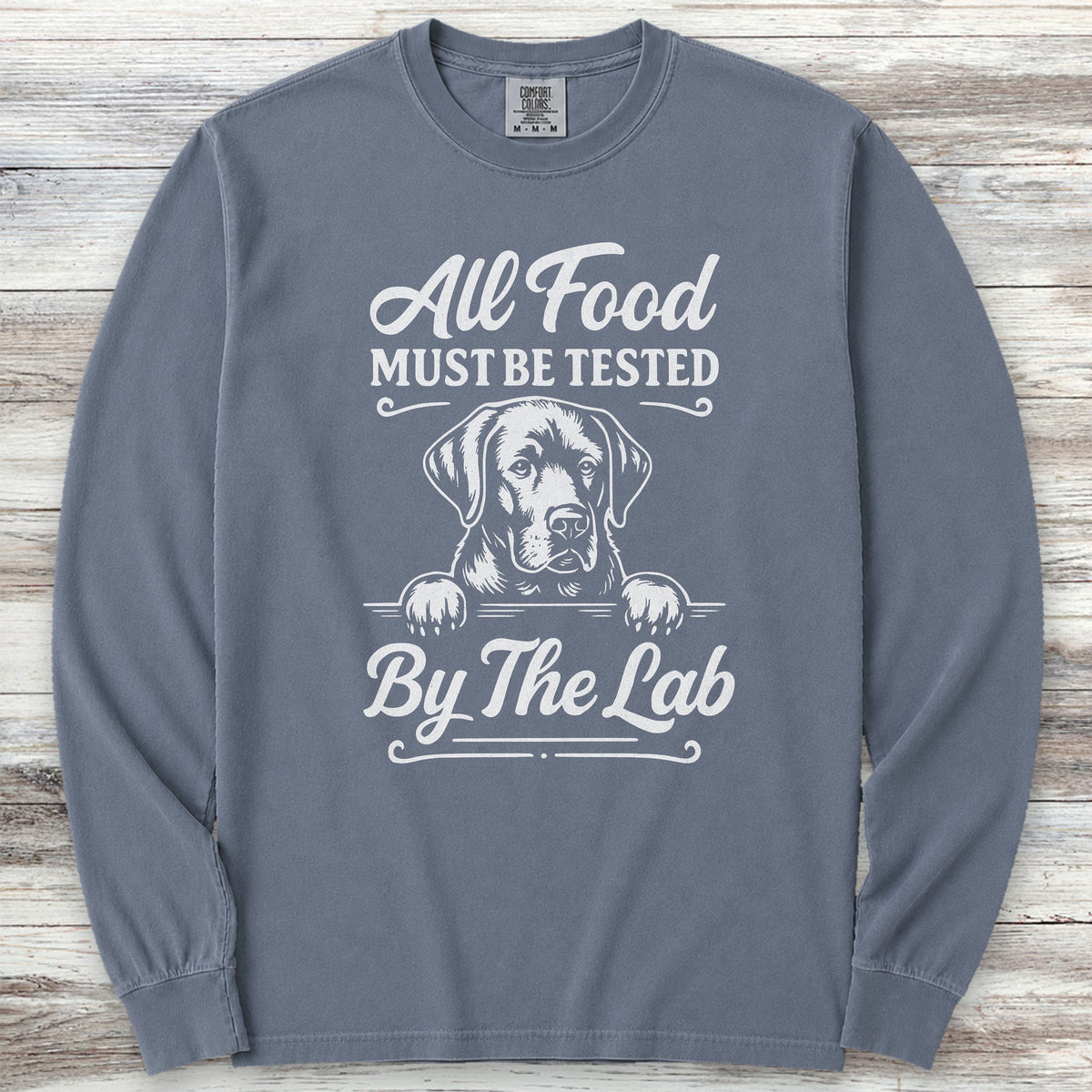Labrador Retriever Food Test Long Sleeve Tee - Blue Jean
