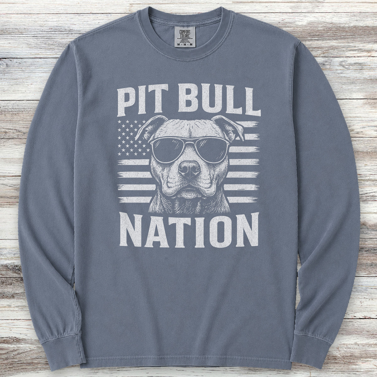 Pit Bull Nation Long Sleeve Tee - Blue Jean