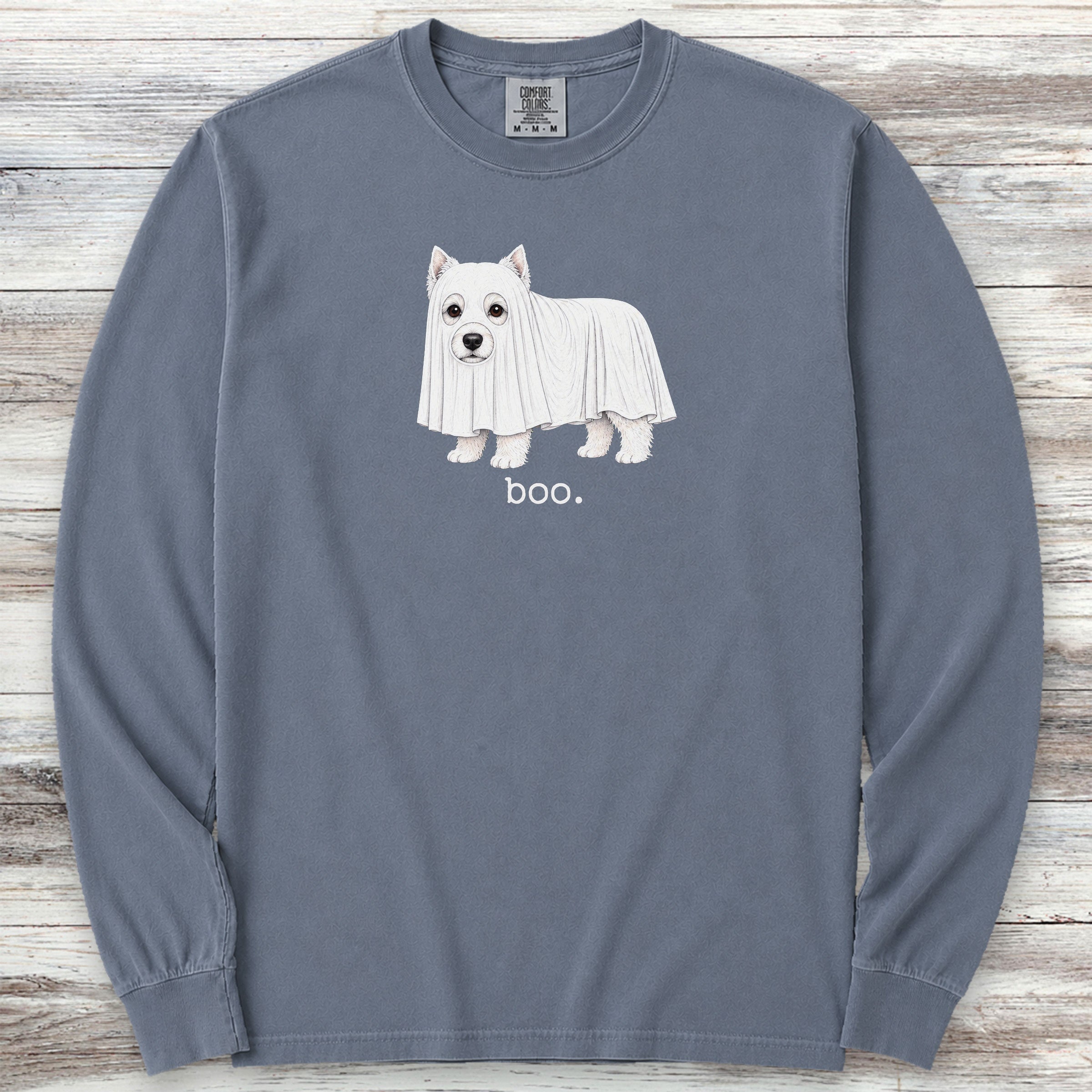 West Highland White Terrier Boo Long Sleeve Tee - Blue Jean