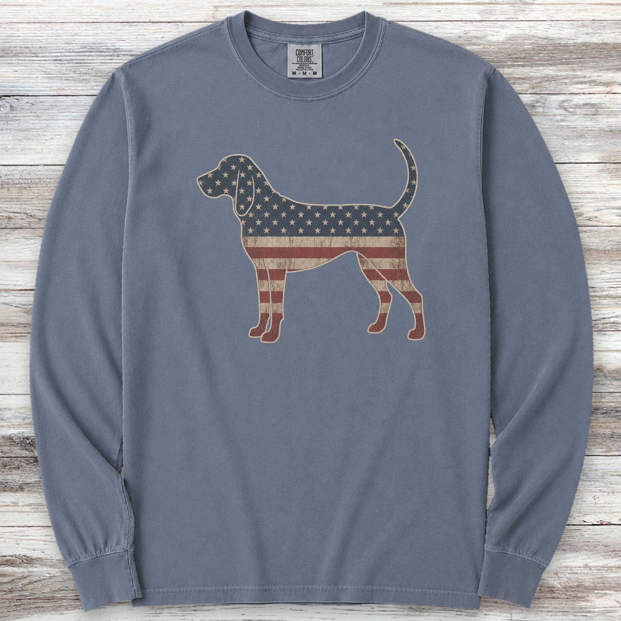 Coonhound Vintage USA Long Sleeve Tee - Blue Jean