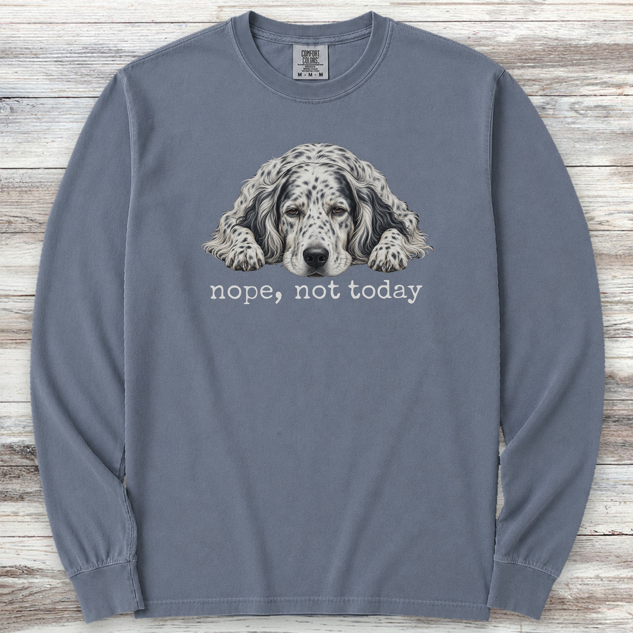 English Setter Nope Long Sleeve Tee - Blue Jean