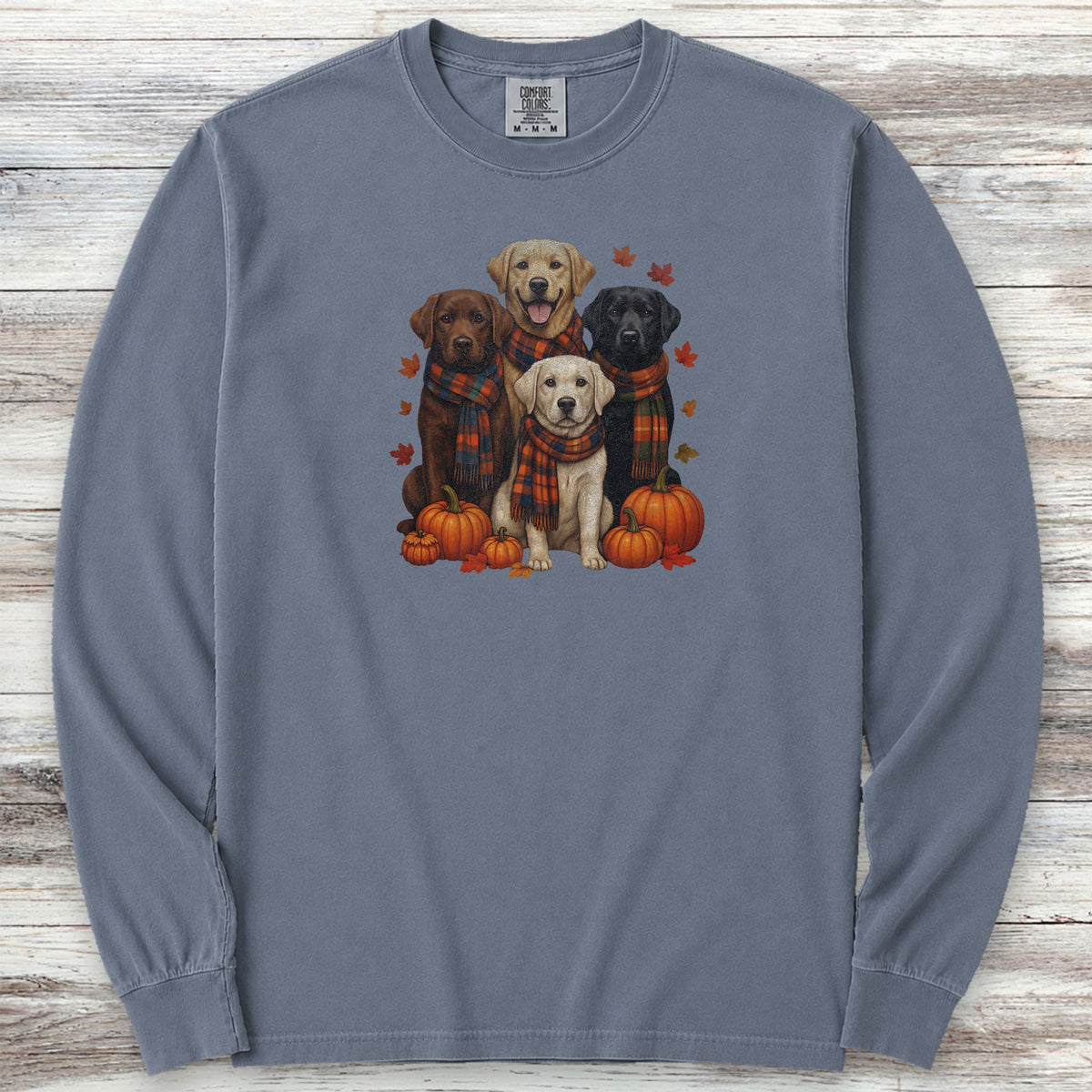 Labrador Retriever Fall Long Sleeve Tee - Blue Jean