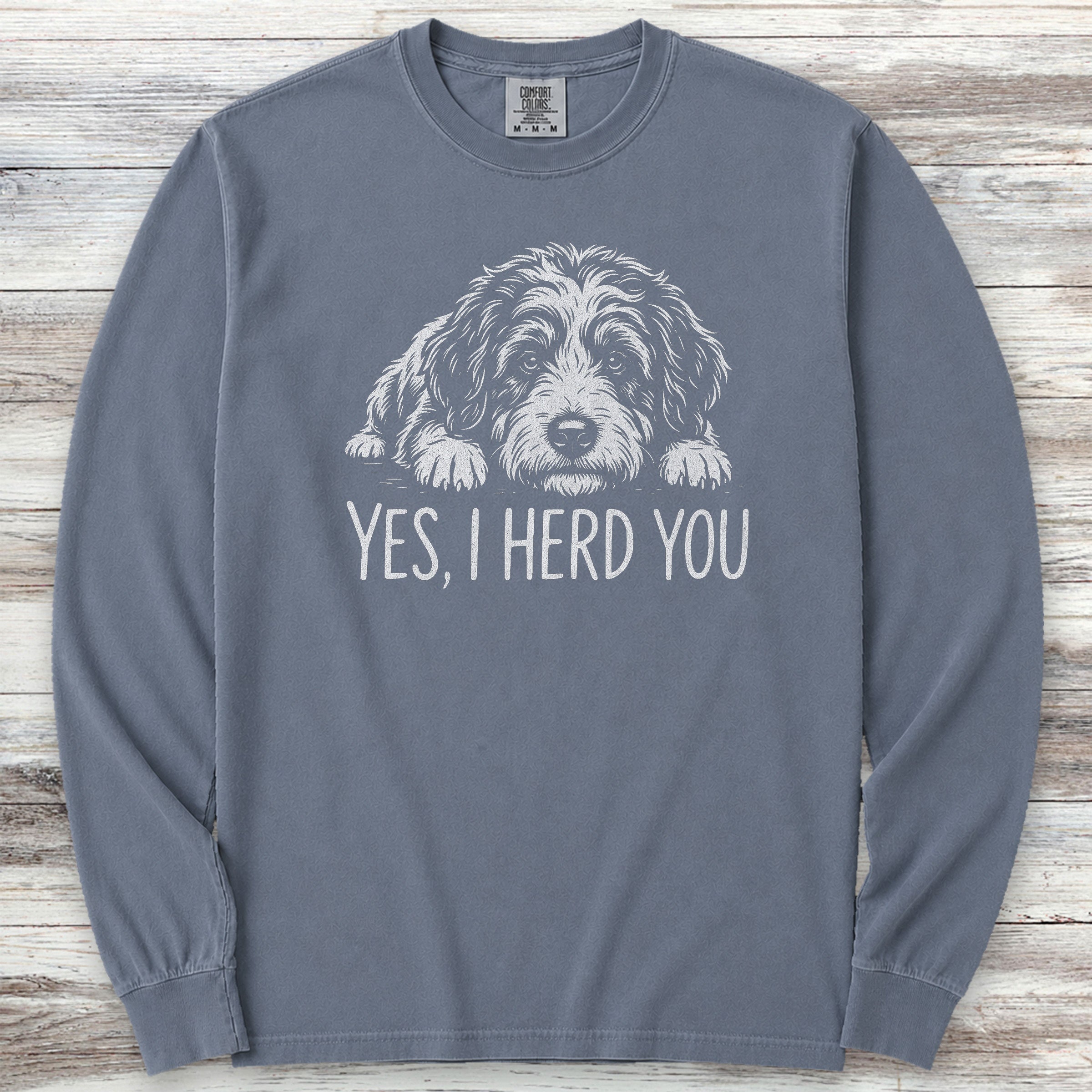 Bernedoodle Herd You Long Sleeve Tee - Blue Jean
