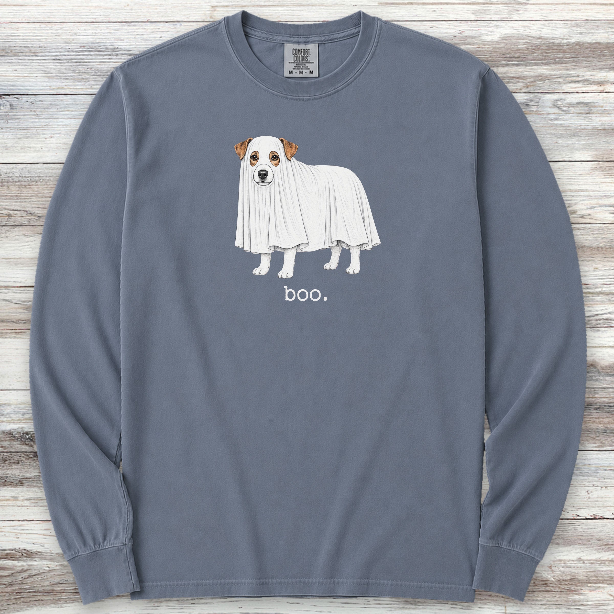 Jack Russell Terrier Boo Long Sleeve Tee - Blue Jean