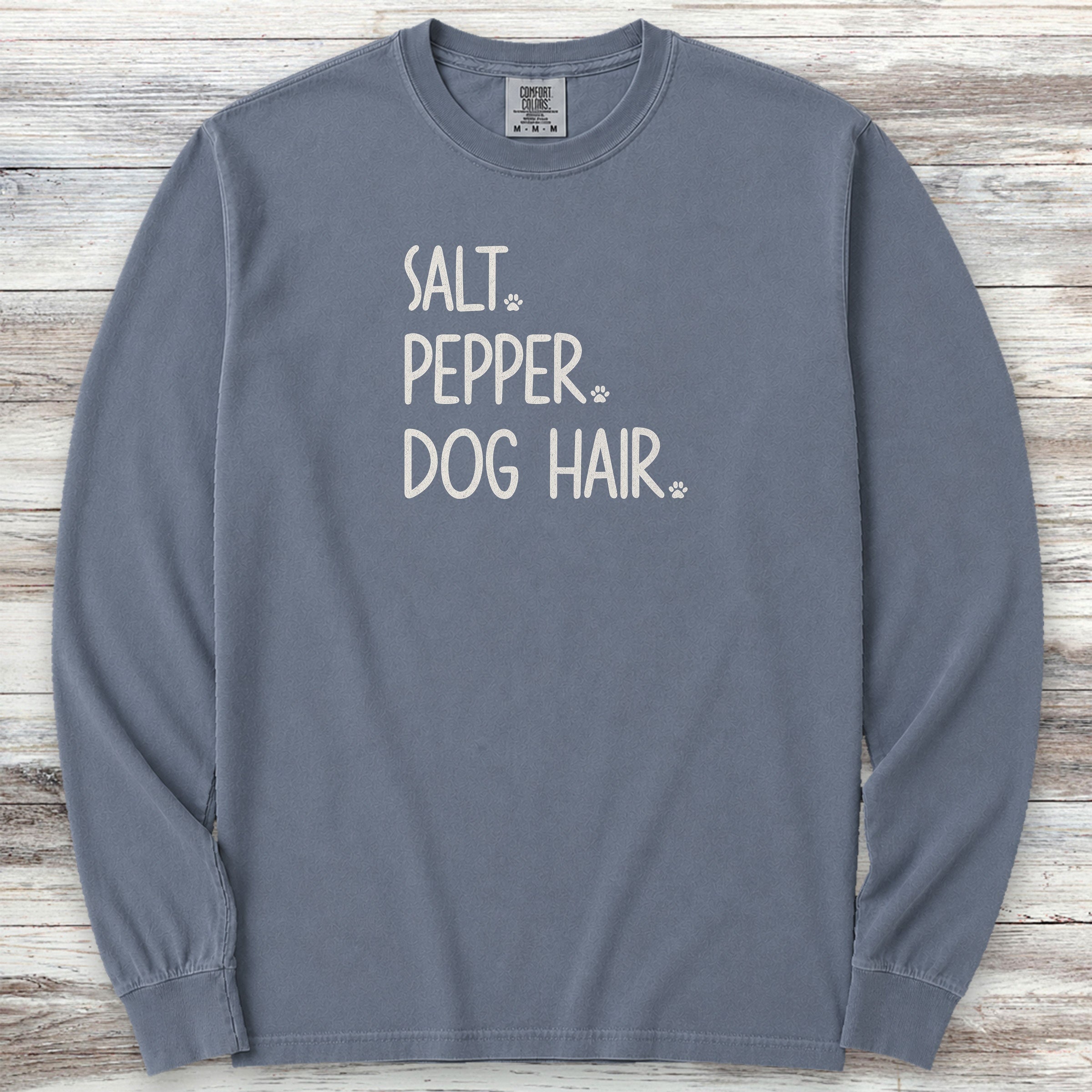 Salt Pepper Dog Hair Long Sleeve Tee - Blue Jean