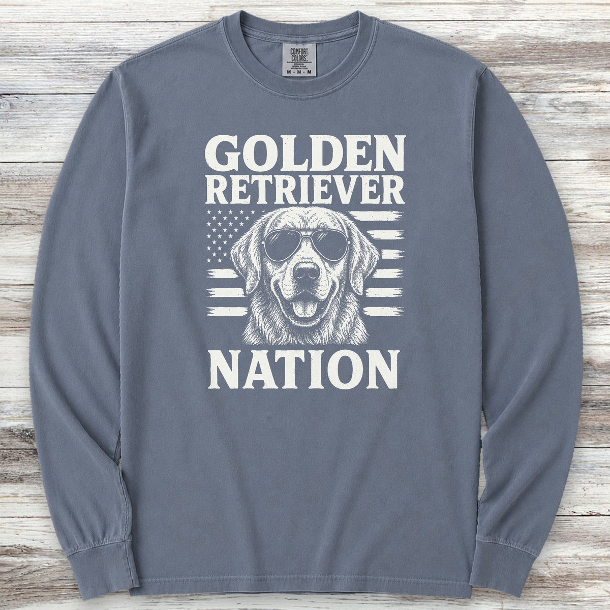 Golden Retriever Nation Long Sleeve Tee - Blue Jean