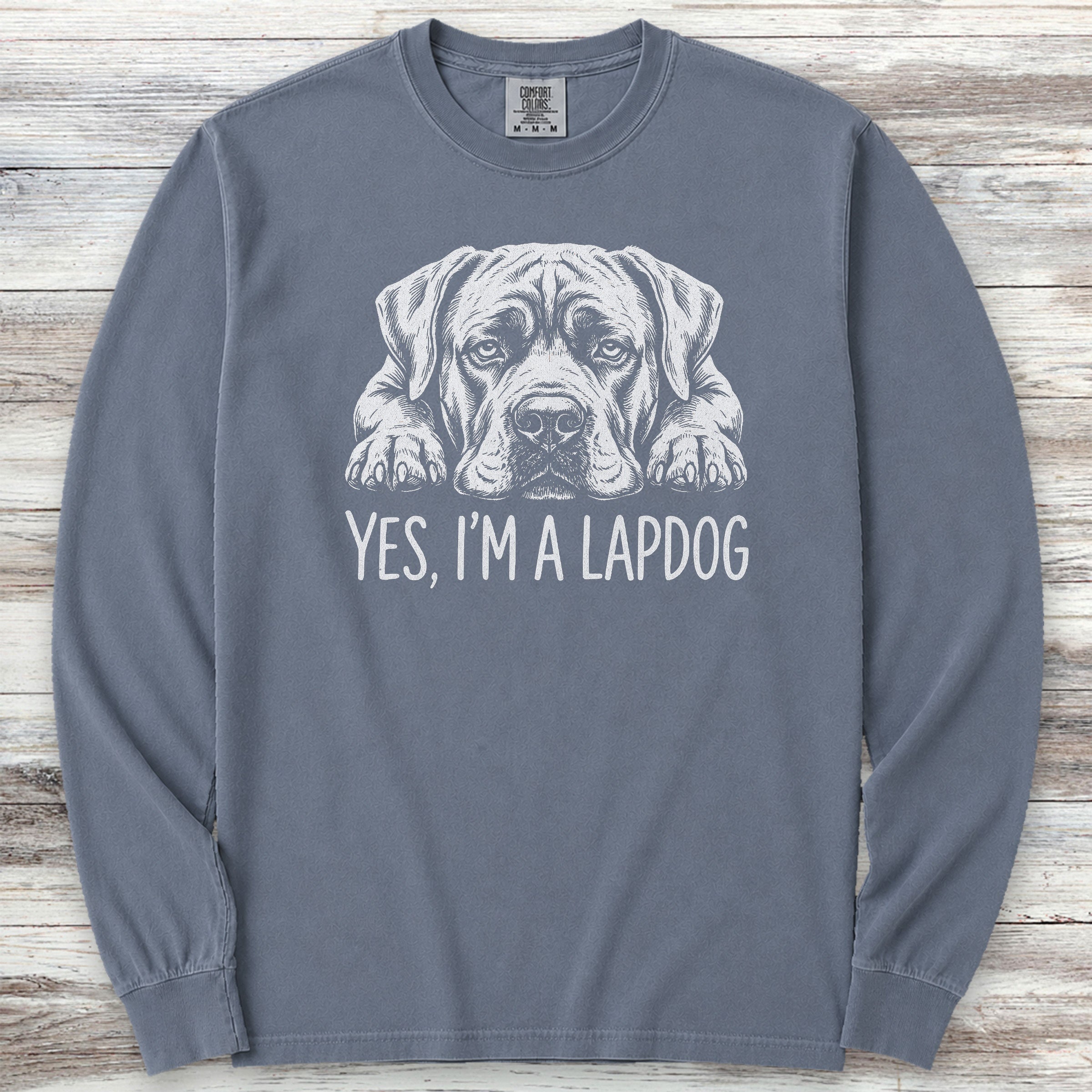 Cane Corso Lap Dog Long Sleeve Tee - Blue Jean