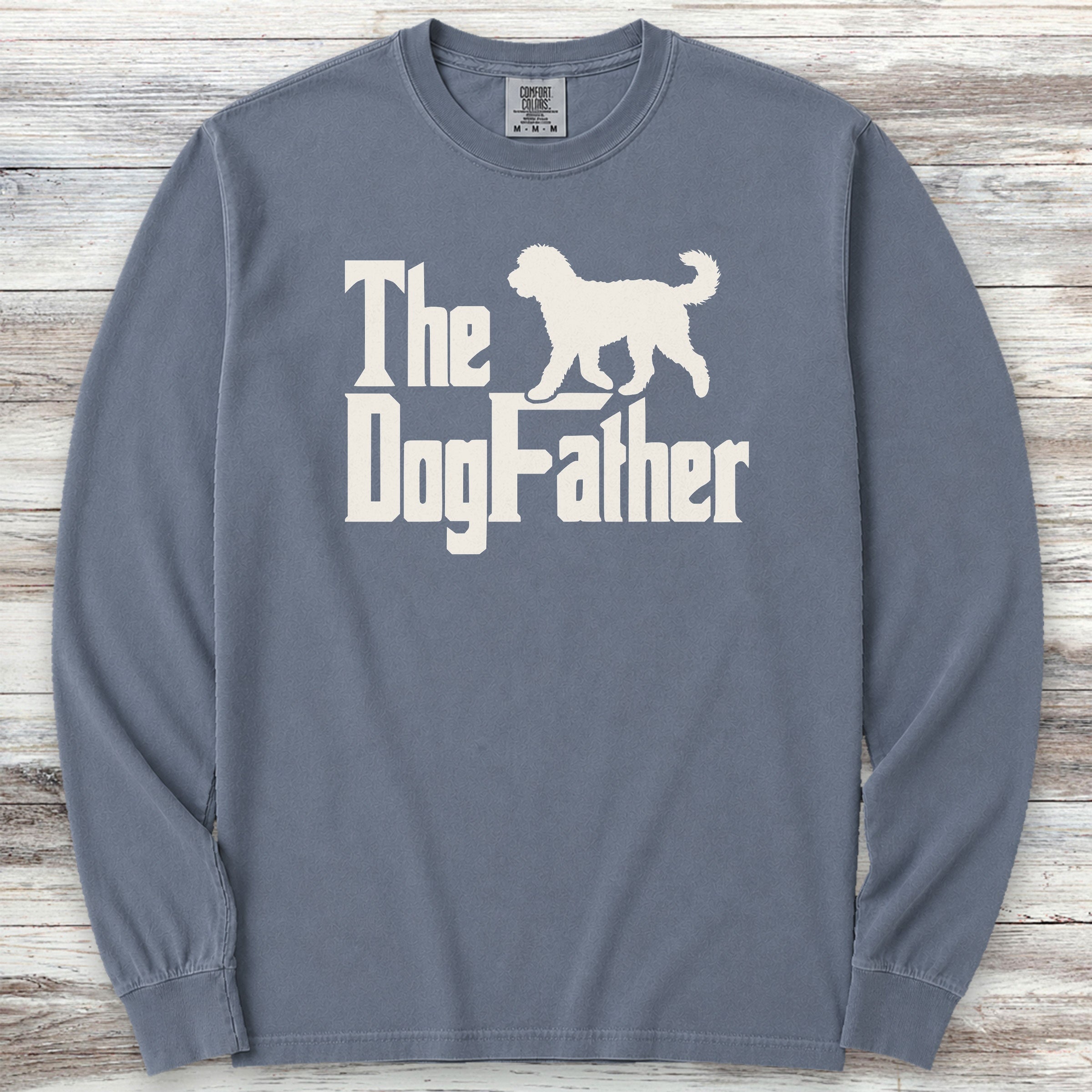 Doodle Dog Father Long Sleeve Tee - Blue Jean