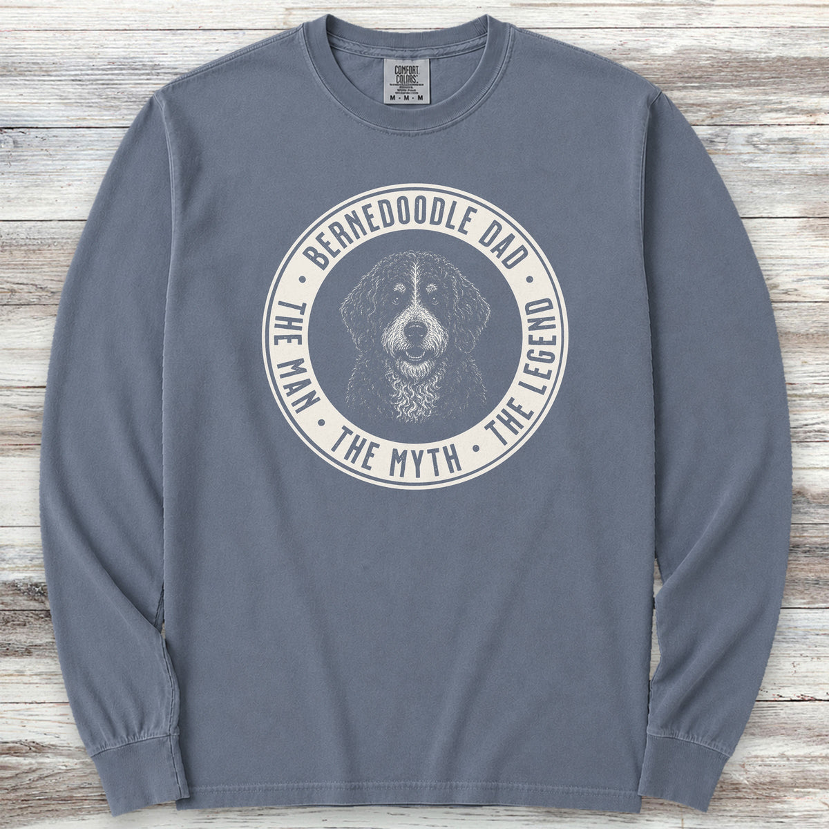 Bernedoodle Dad Legend Long Sleeve Tee - Blue Jean