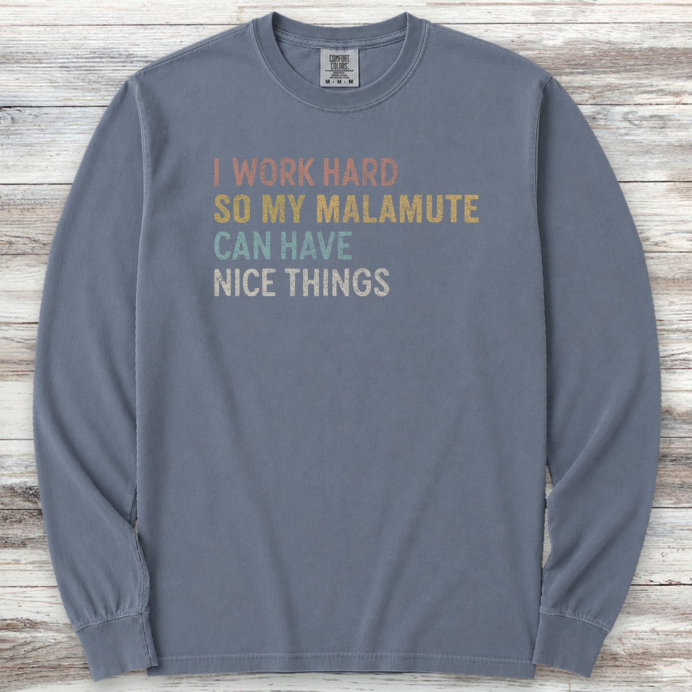 Malamute Work Hard Long Sleeve Tee - Blue Jean