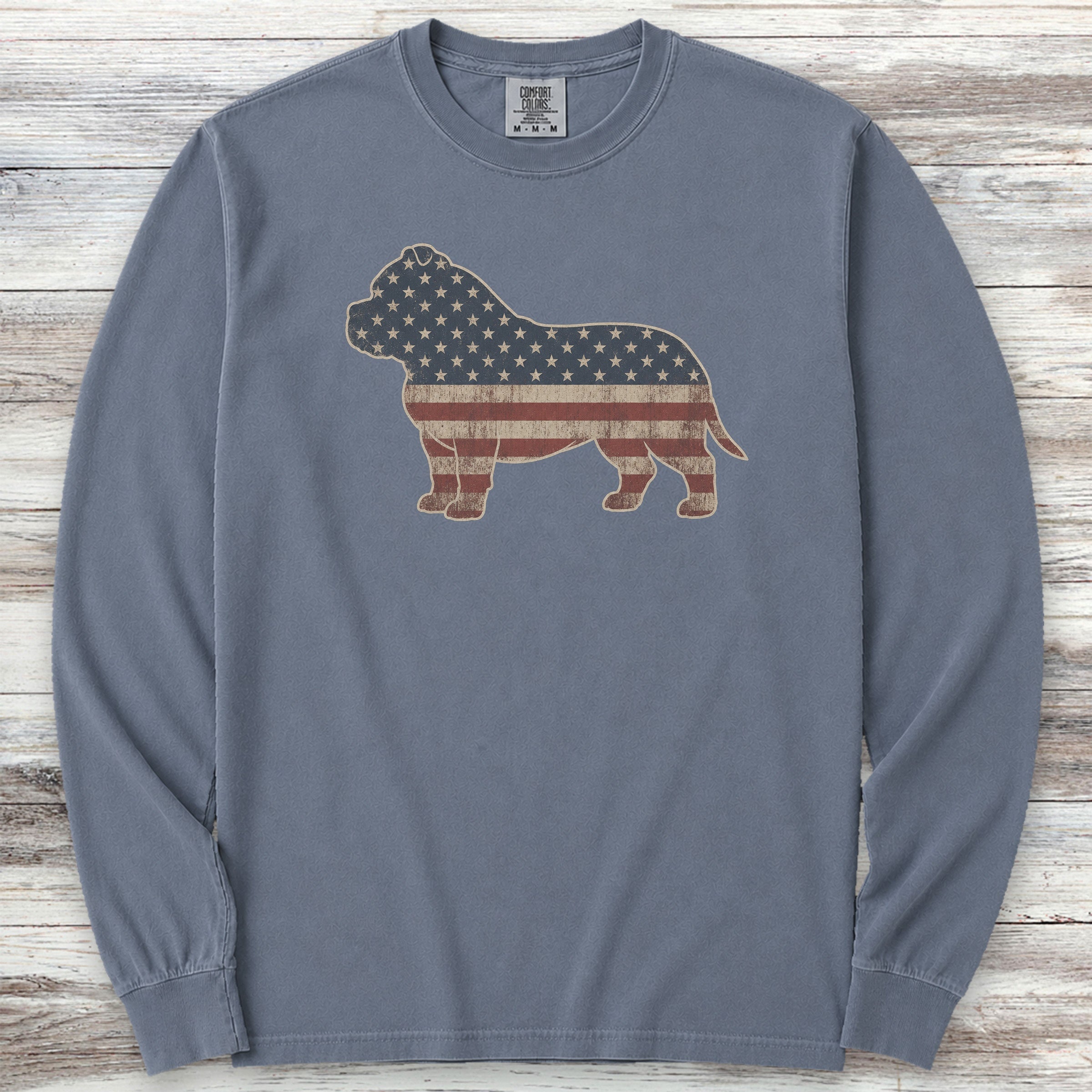 American Bully Vintage USA Long Sleeve Tee - Blue Jean
