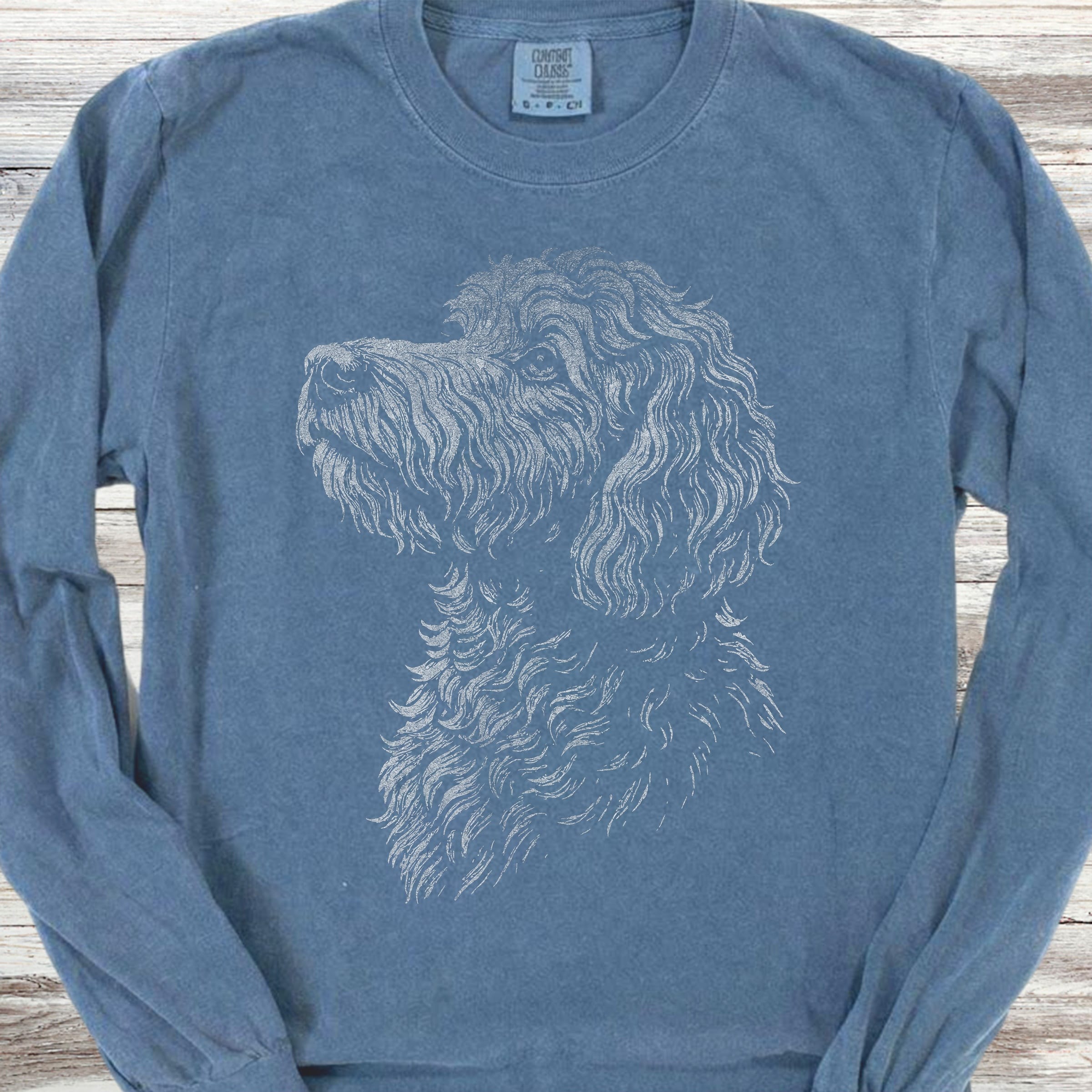 Doodle Loyalty Long Sleeve Tee - Blue Jean