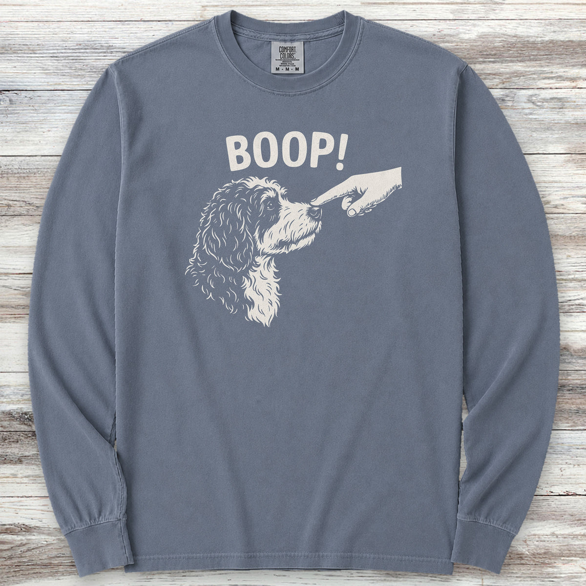 Bernedoodle BOOP! Long Sleeve Tee - Blue Jean