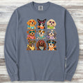 Groovy Dogs Grid Long Sleeve Tee - Blue Jean