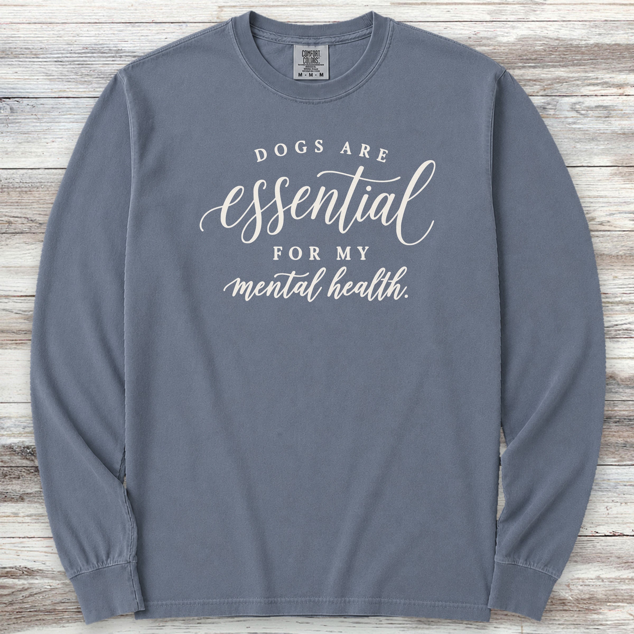 Dogs Are Essential Long Sleeve Tee - Blue Jean
