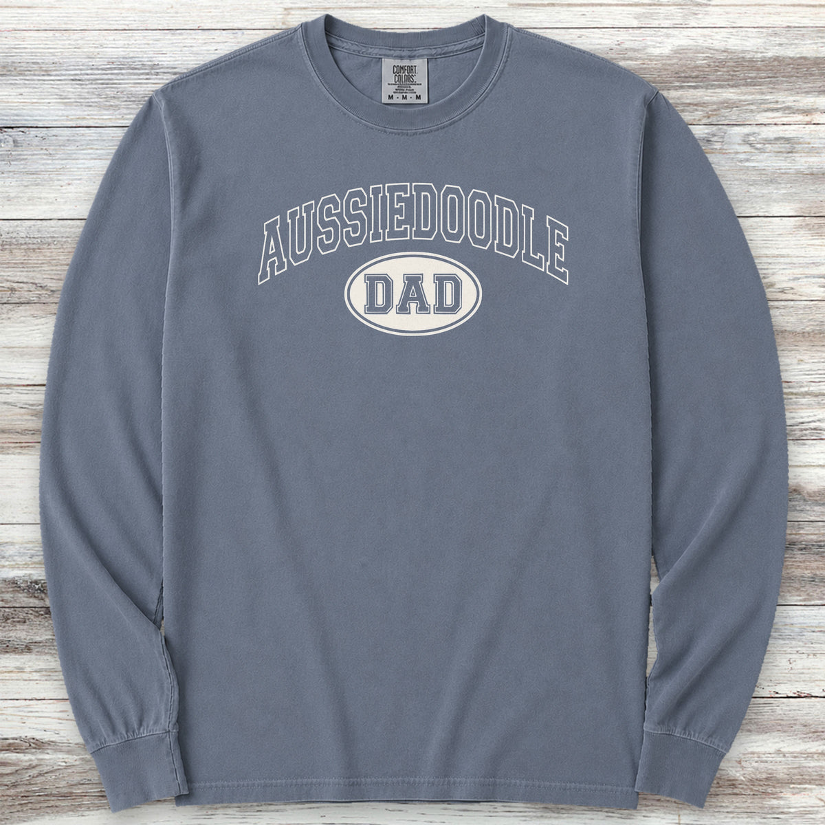 Aussiedoodle University Dad Long Sleeve Tee - Blue Jean