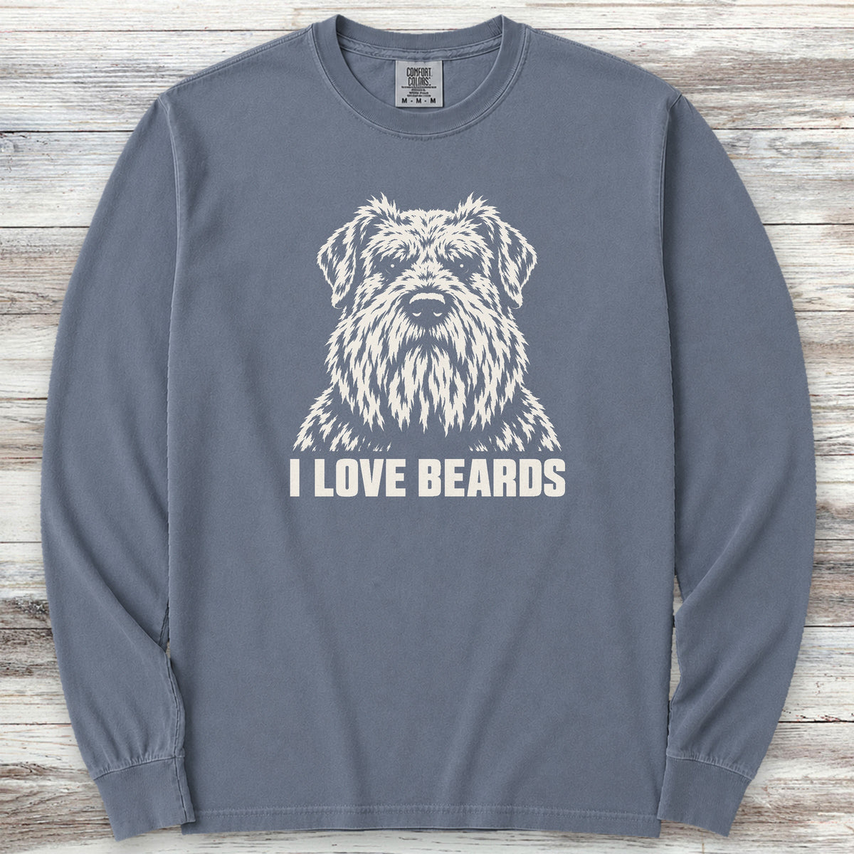 Bouvier I Love Beards Long Sleeve Tee - Blue Jean