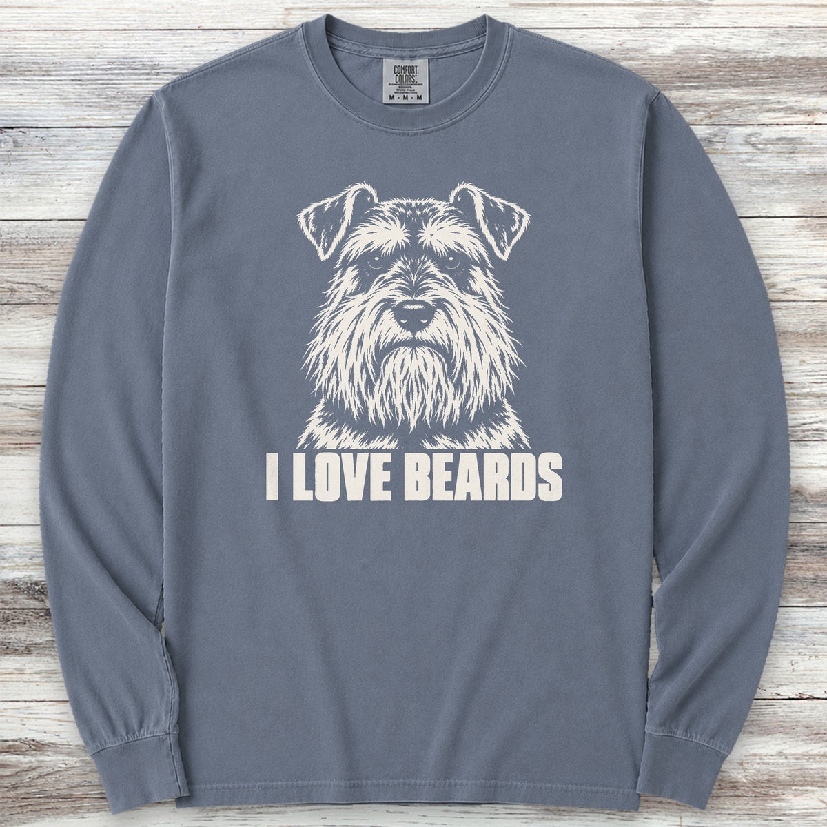 Schnauzer I Love Beards Long Sleeve Tee - Blue Jean