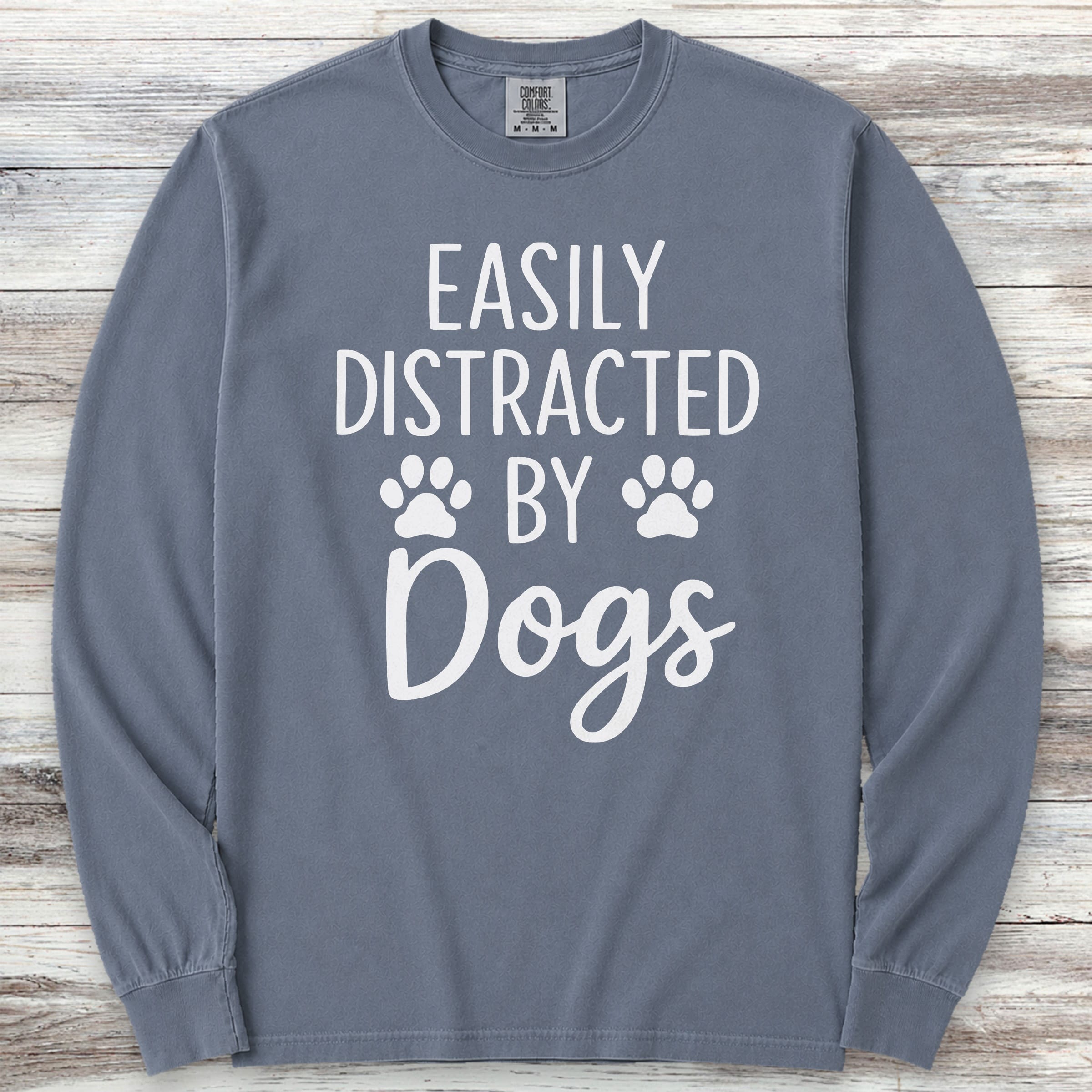 Distracted Long Sleeve Tee - Blue Jean