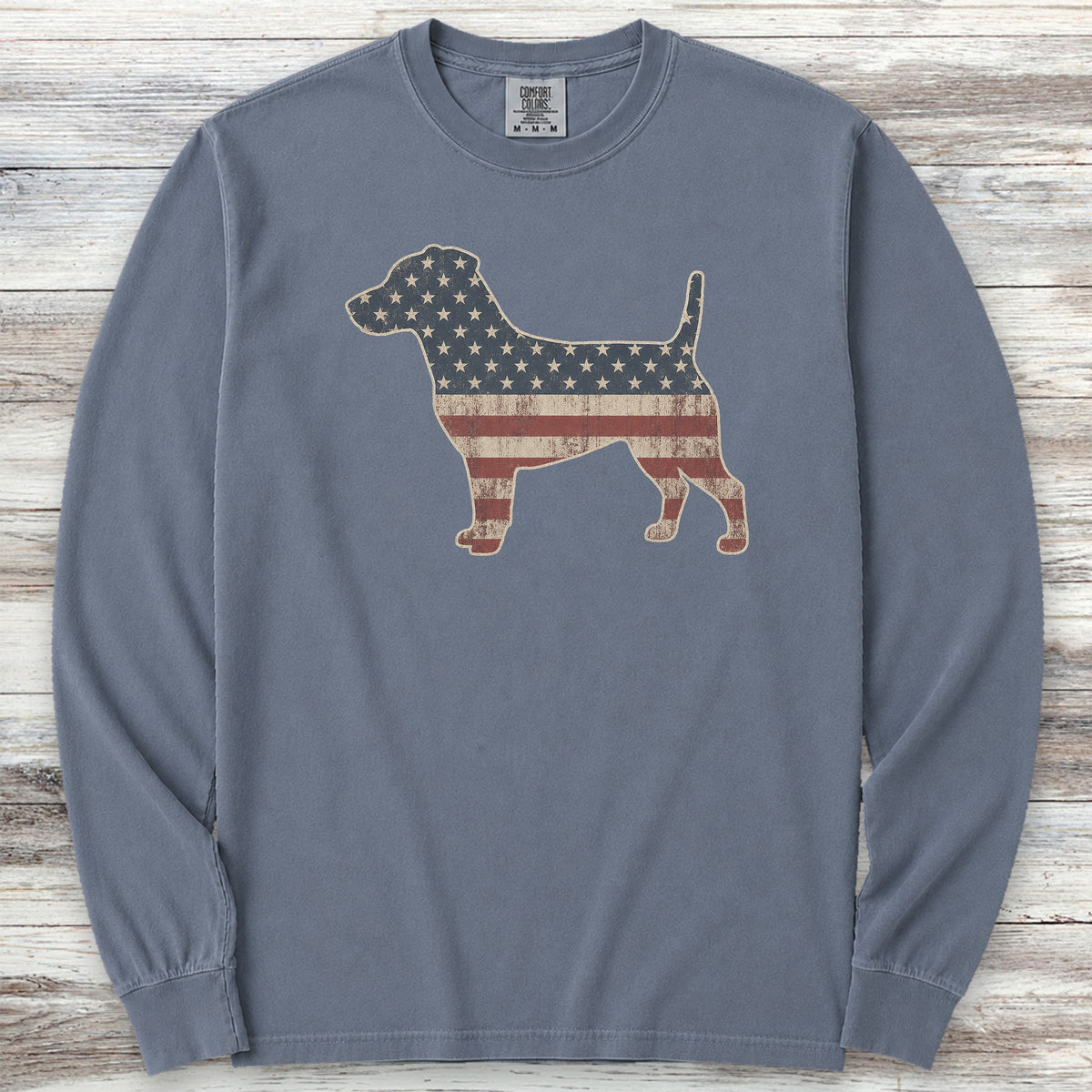 Jack Russell Vintage USA Long Sleeve Tee - Blue Jean