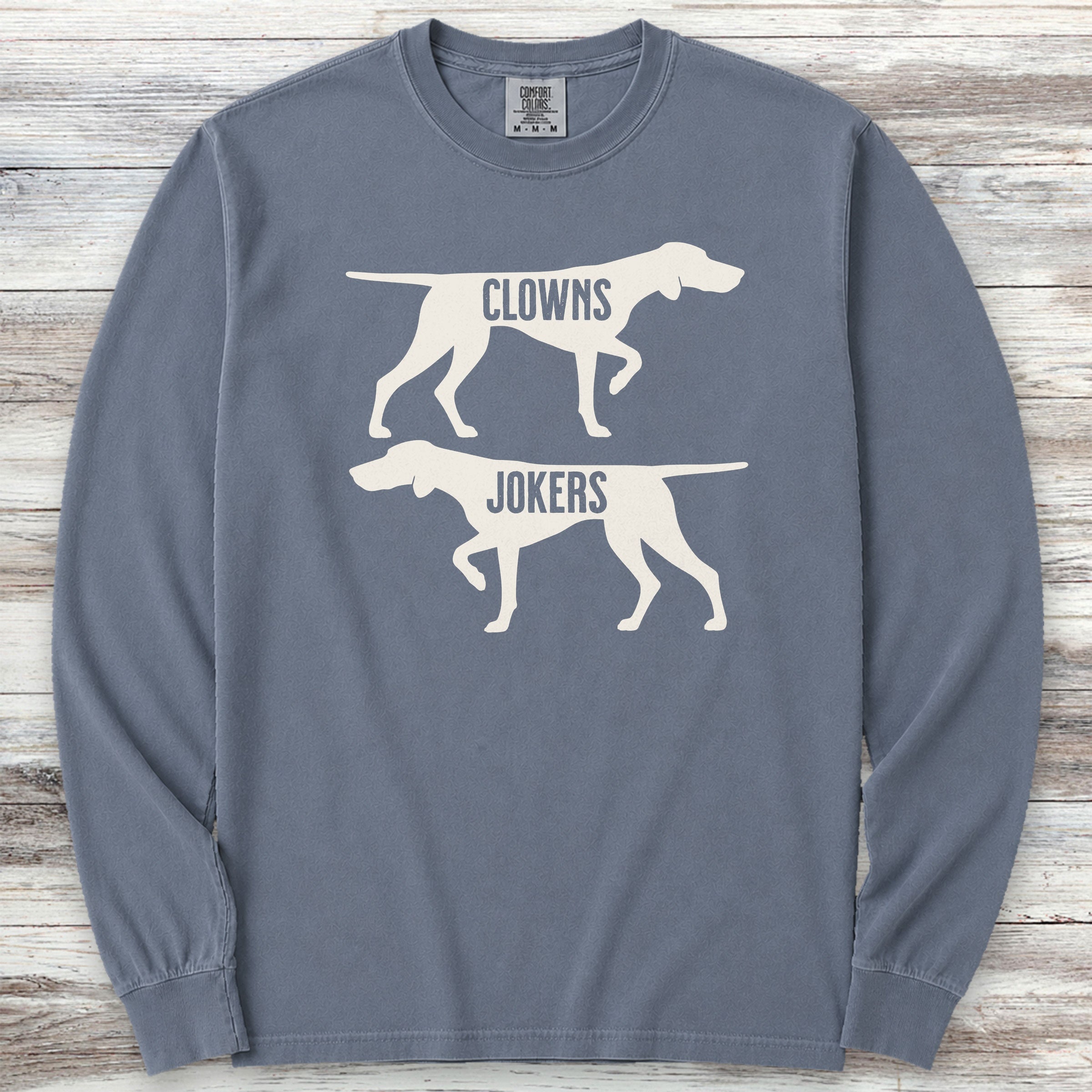 Clowns or Jokers Pointer Long Sleeve Tee - Blue Jean