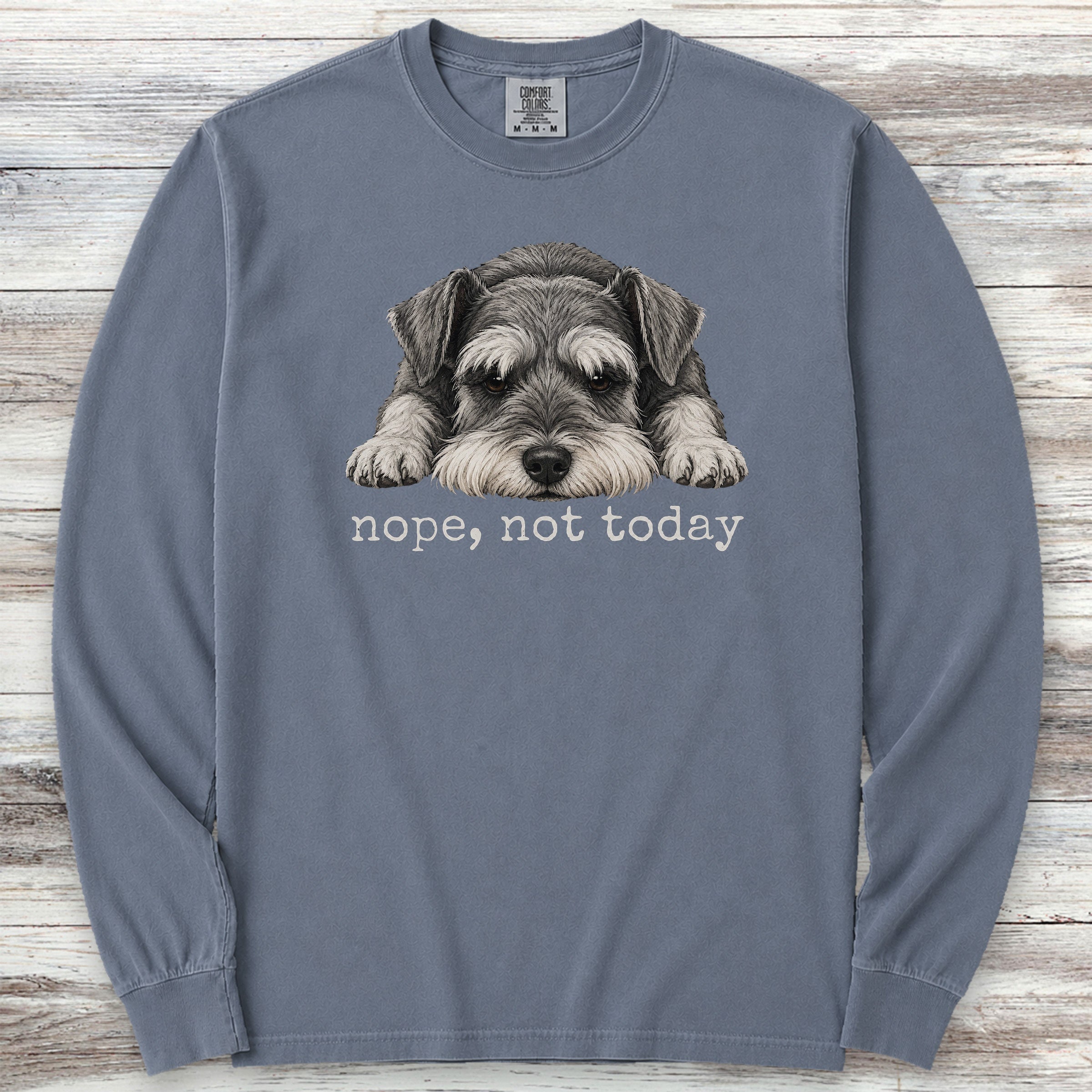 Schnauzer Nope Long Sleeve Tee - Blue Jean
