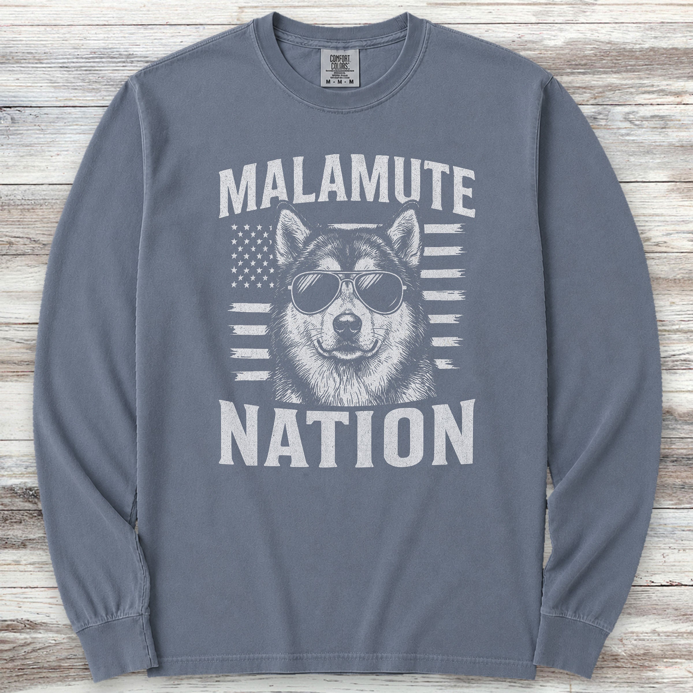 Malamute Nation Long Sleeve Tee - Blue Jean