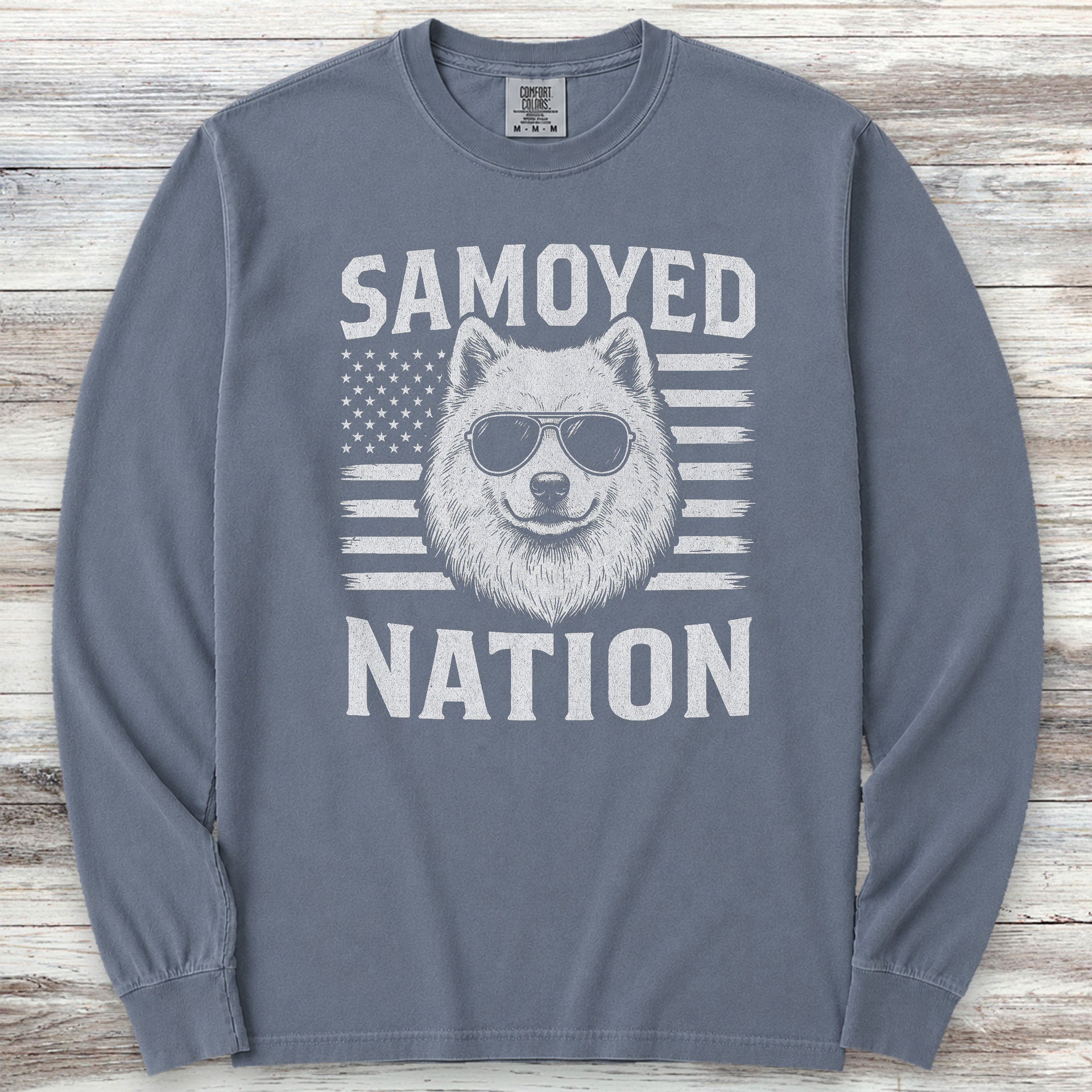 Samoyed Nation Long Sleeve Tee - Blue Jean