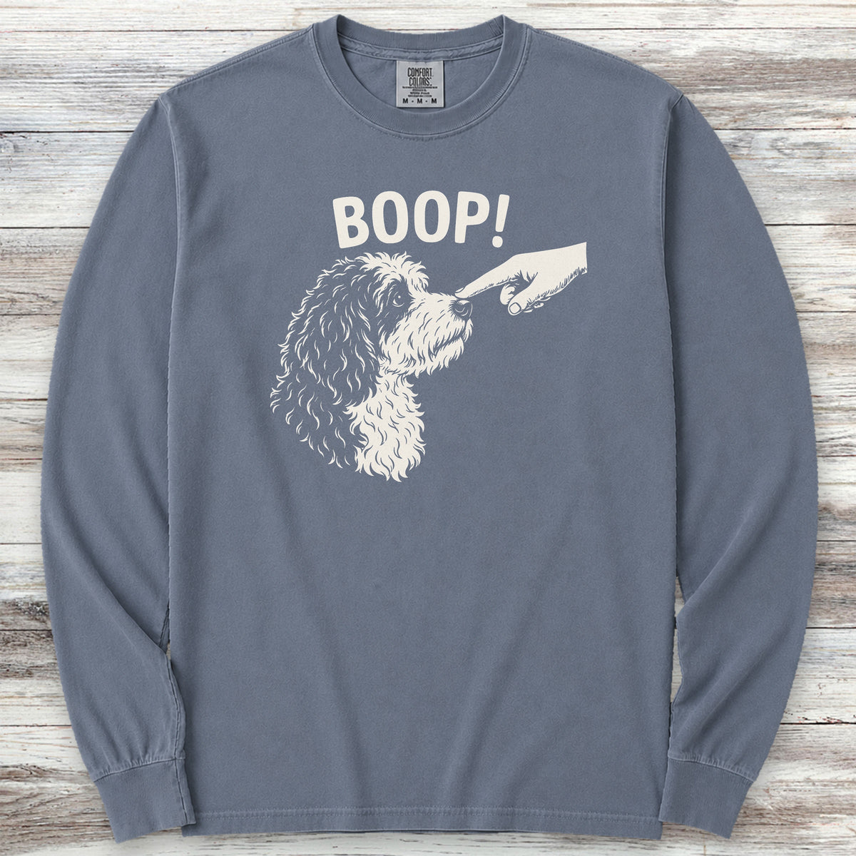 Sheepadoodle BOOP! Long Sleeve Tee - Blue Jean
