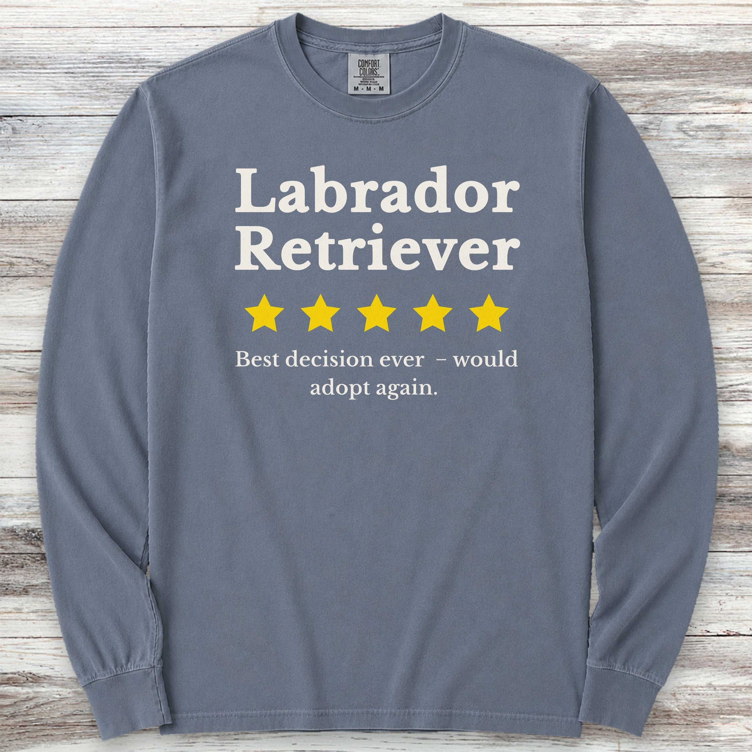 Labrador Retriever Review Long Sleeve Tee - Blue Jean