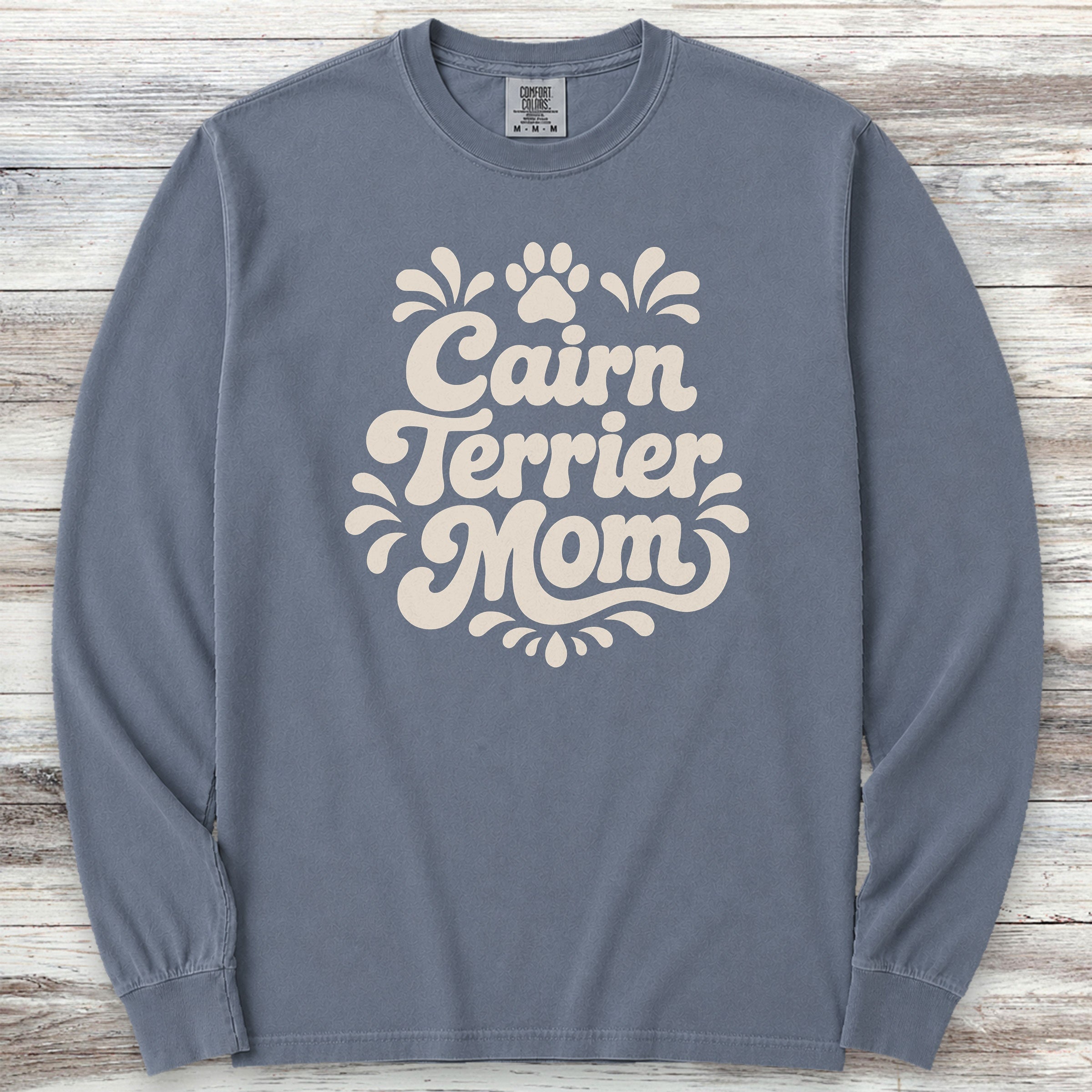 Cairn Terrier Groovy Mom Long Sleeve Tee - Blue Jean