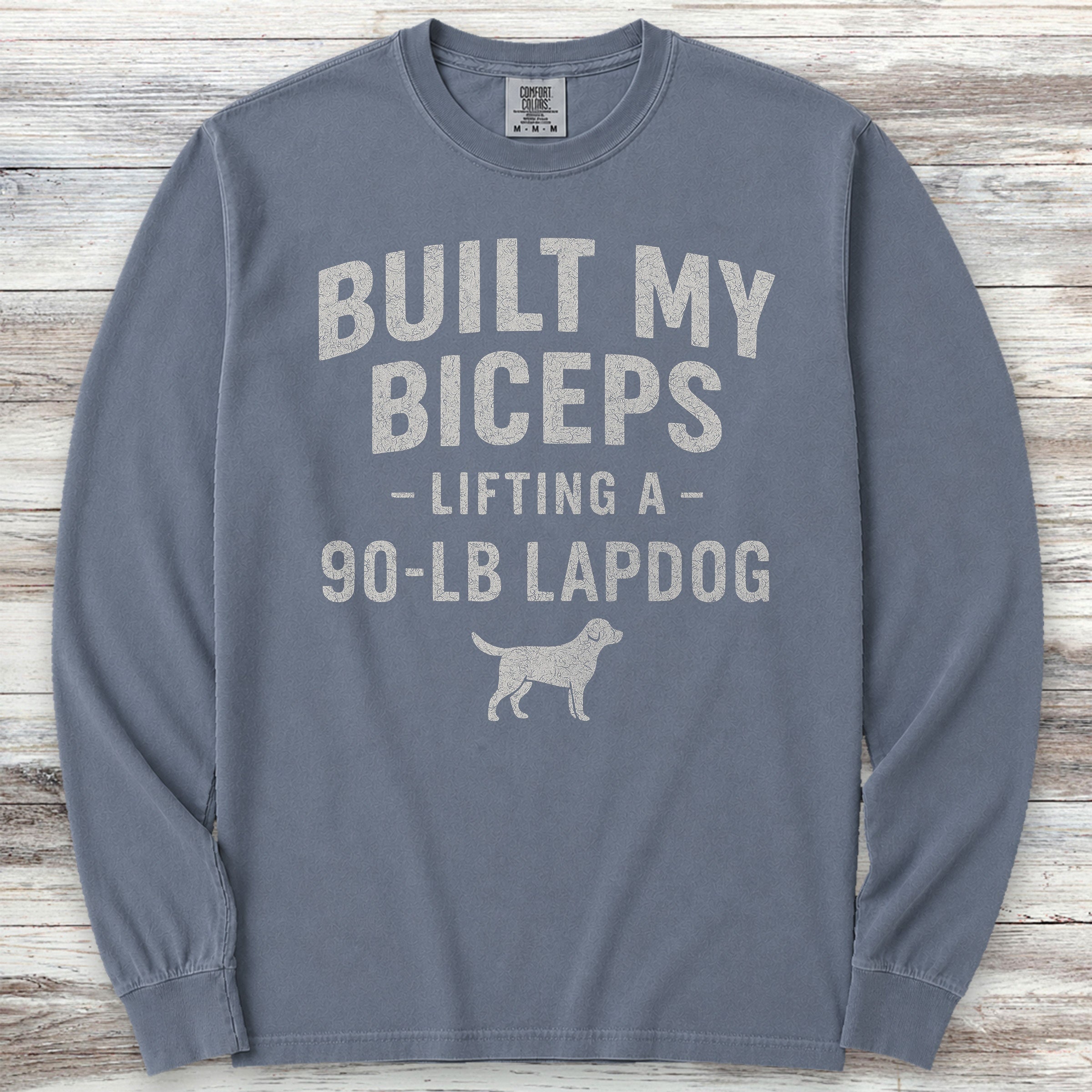 Built My Biceps Long Sleeve Tee - Blue Jean