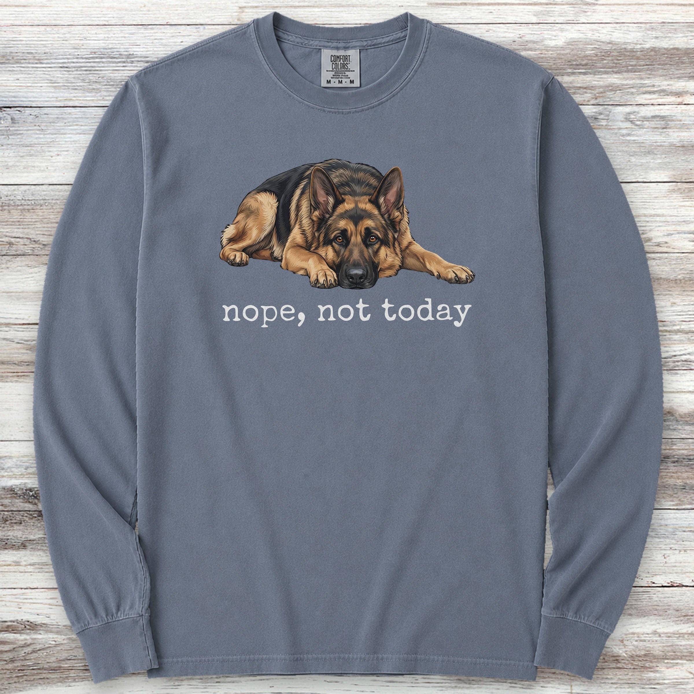 German Shepherd Nope Long Sleeve Tee - Blue Jean
