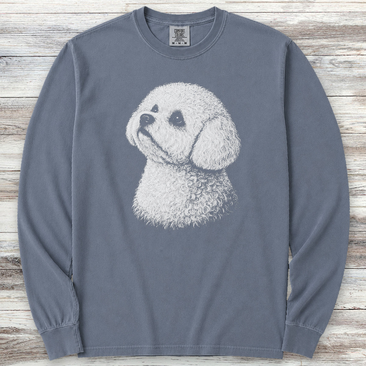 Bichon Frise Loyalty Long Sleeve Tee - Blue Jean
