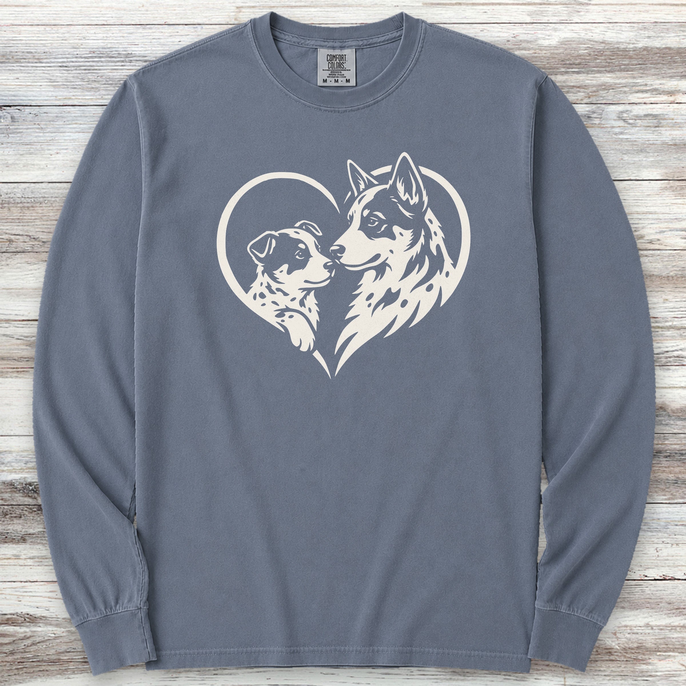 Australian Cattle Dog Heart Bond Long Sleeve Tee - Blue Jean