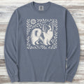 Papillon Linocut Long Sleeve Tee - Blue Jean