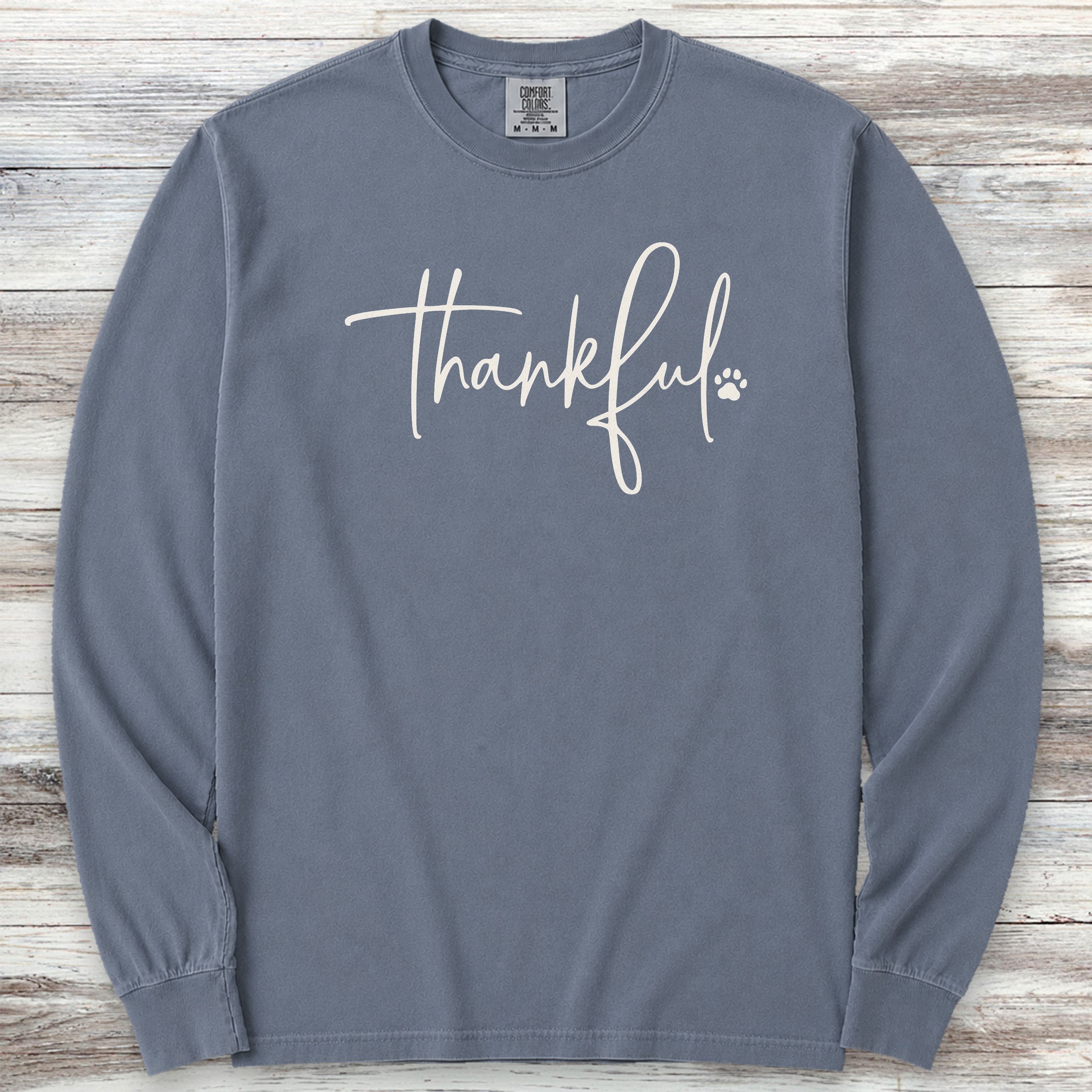 Thankful Long Sleeve Tee - Blue Jean