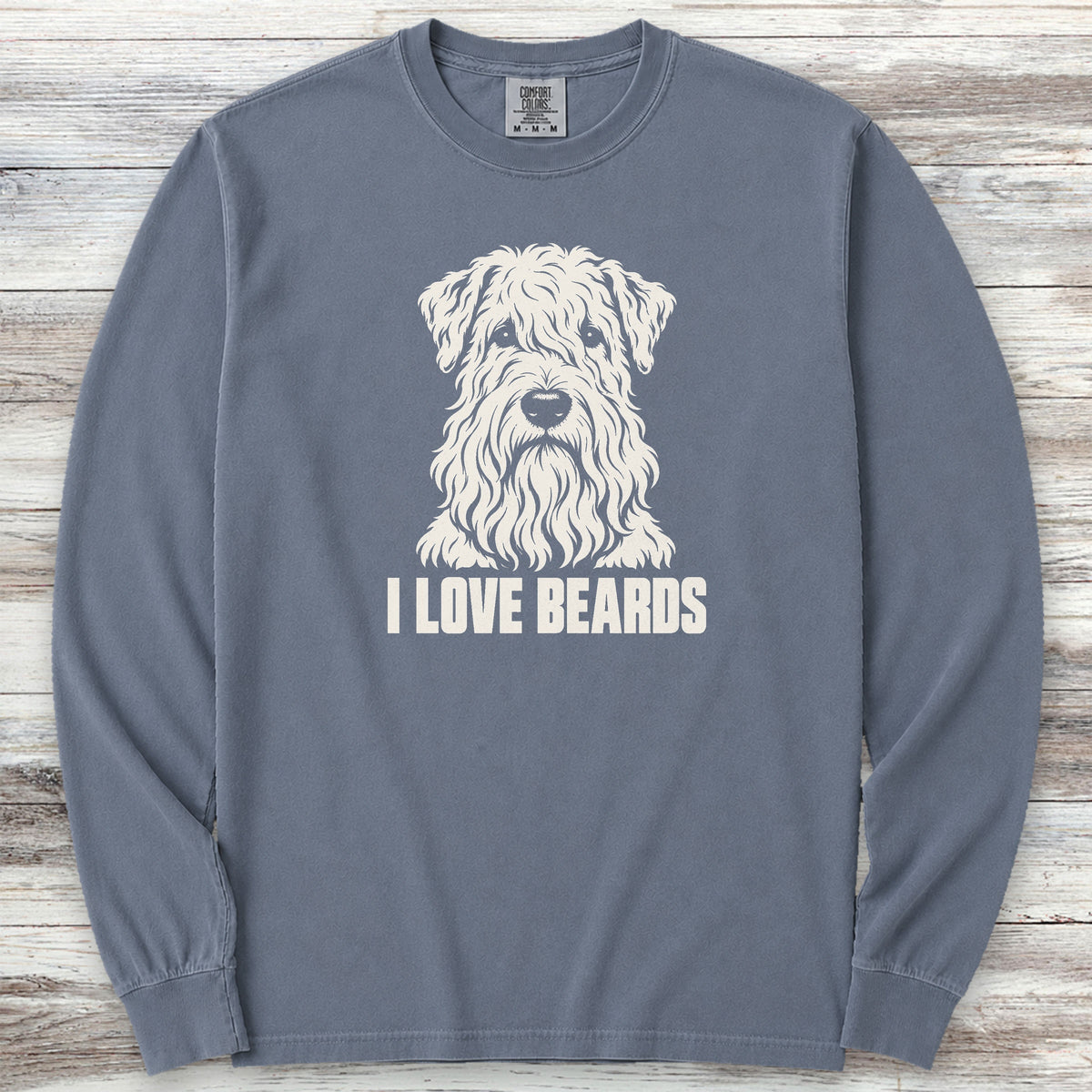 Wheaten I Love Beards Long Sleeve Tee - Blue Jean