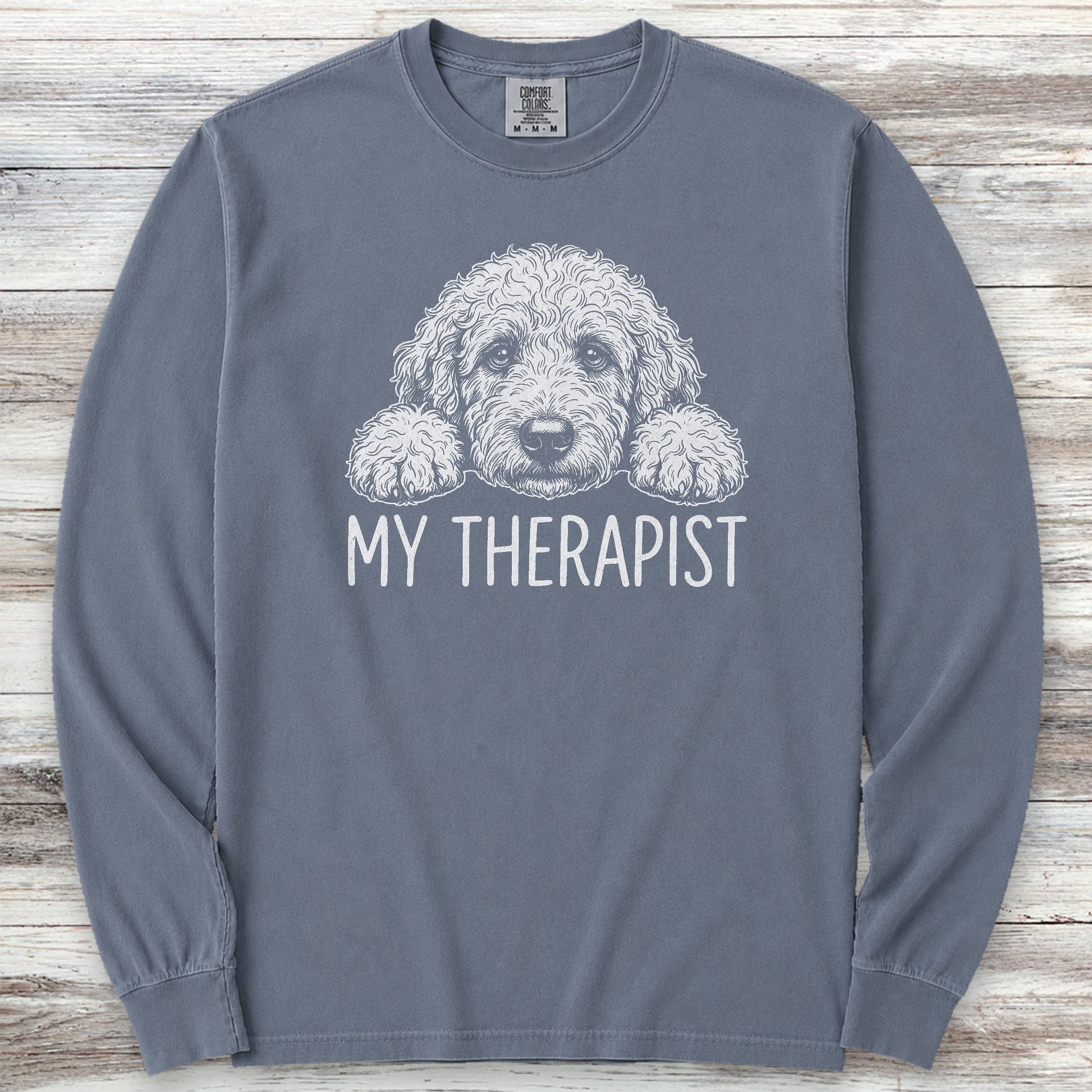 Doodle Therapist Long Sleeve Tee - Blue Jean