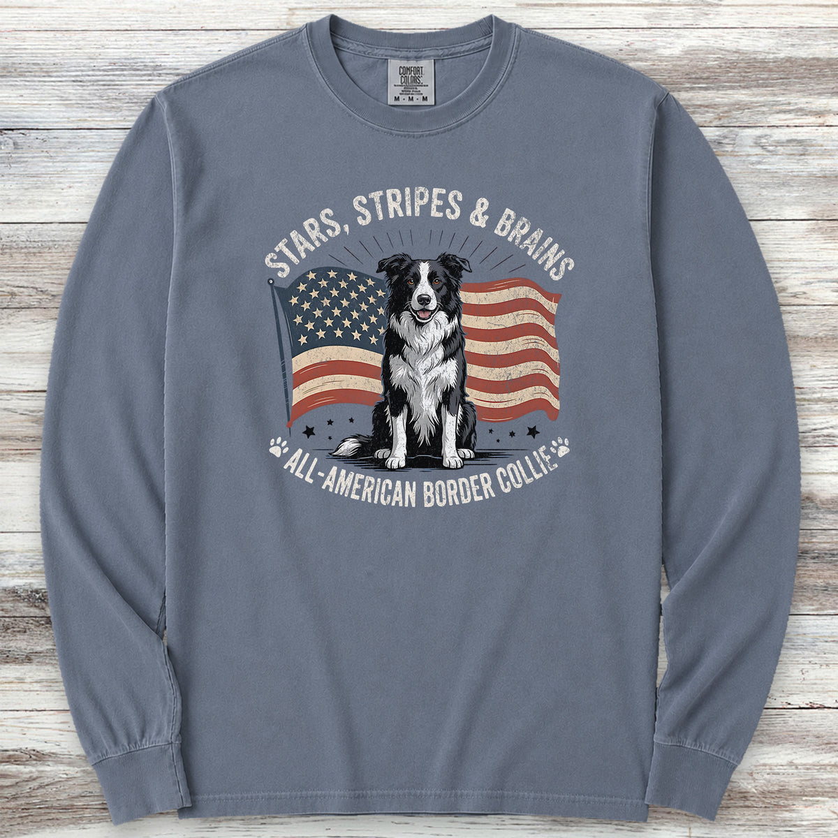 Border Collie All American Long Sleeve Tee - Blue Jean