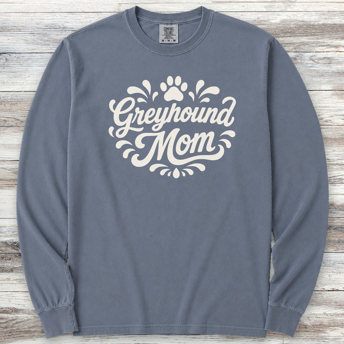 Greyhound Groovy Mom Long Sleeve Tee - Blue Jean