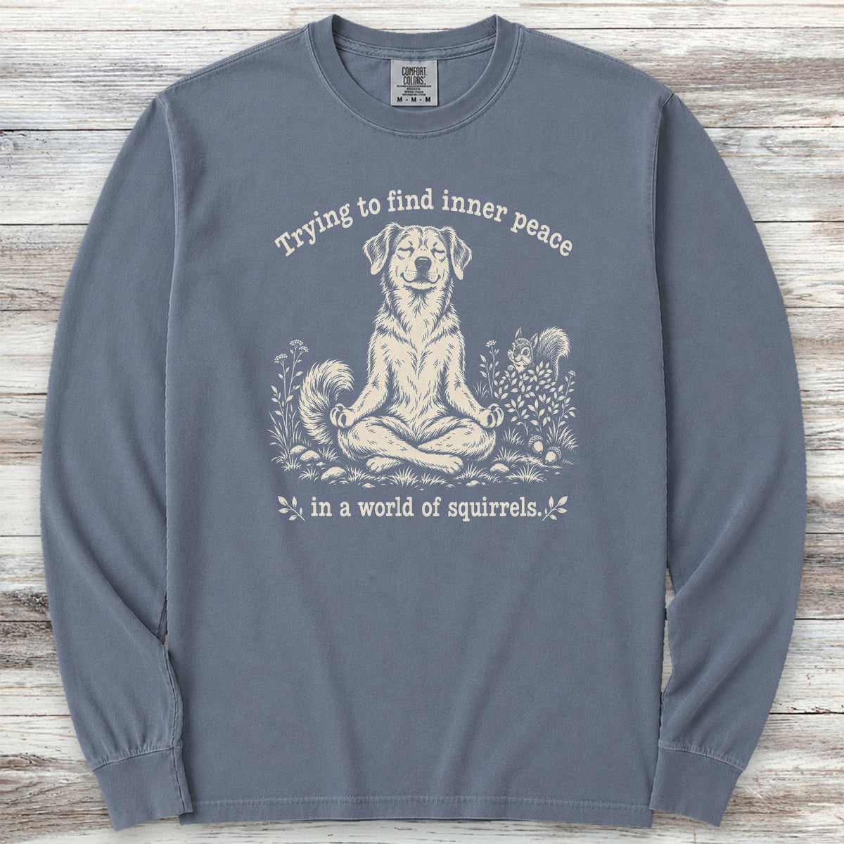 Inner Peace World of Squirrels Long Sleeve Tee - Blue Jean