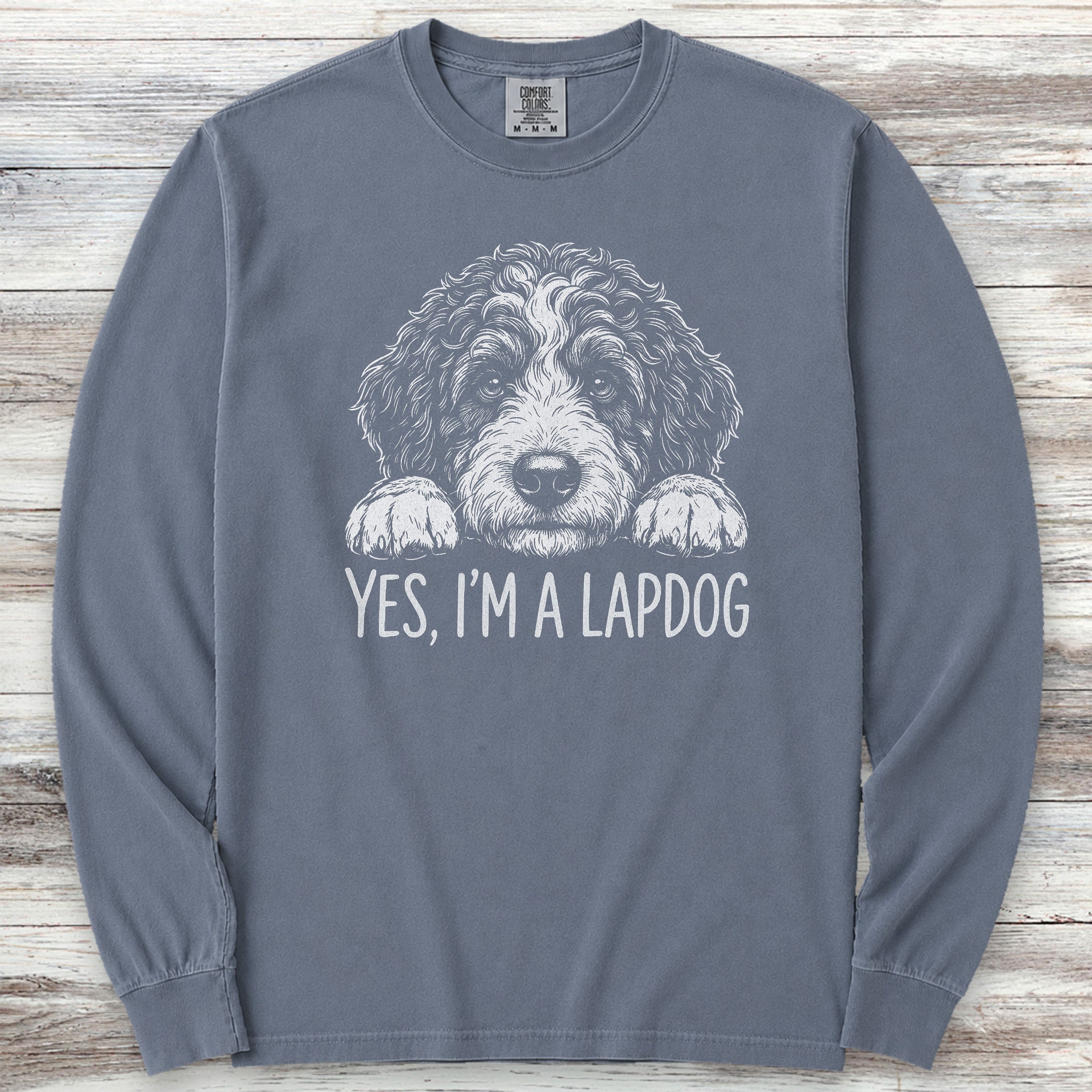 Bernedoodle Lapdog Long Sleeve Tee - Blue Jean