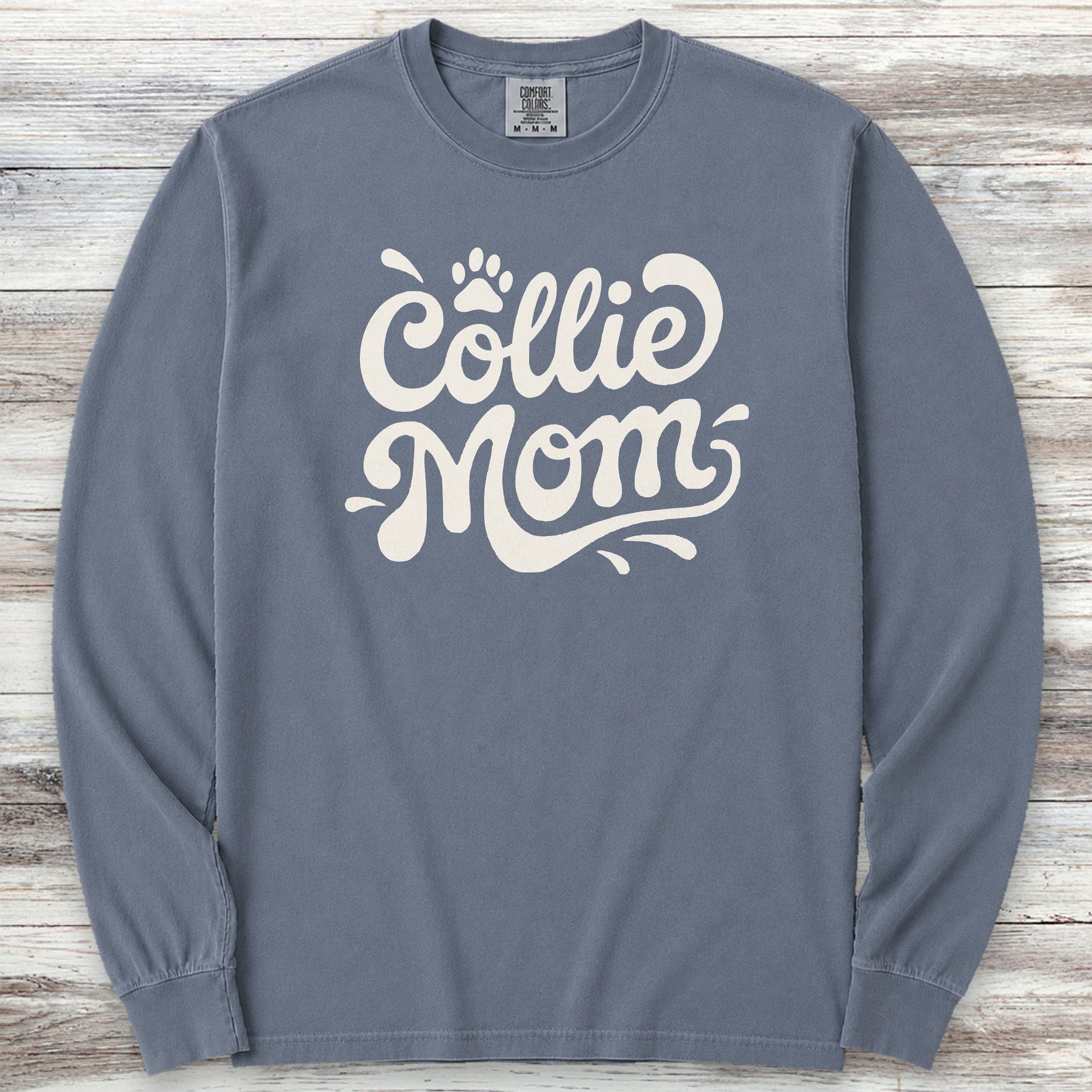 Collie Groovy Mom Long Sleeve Tee - Blue Jean