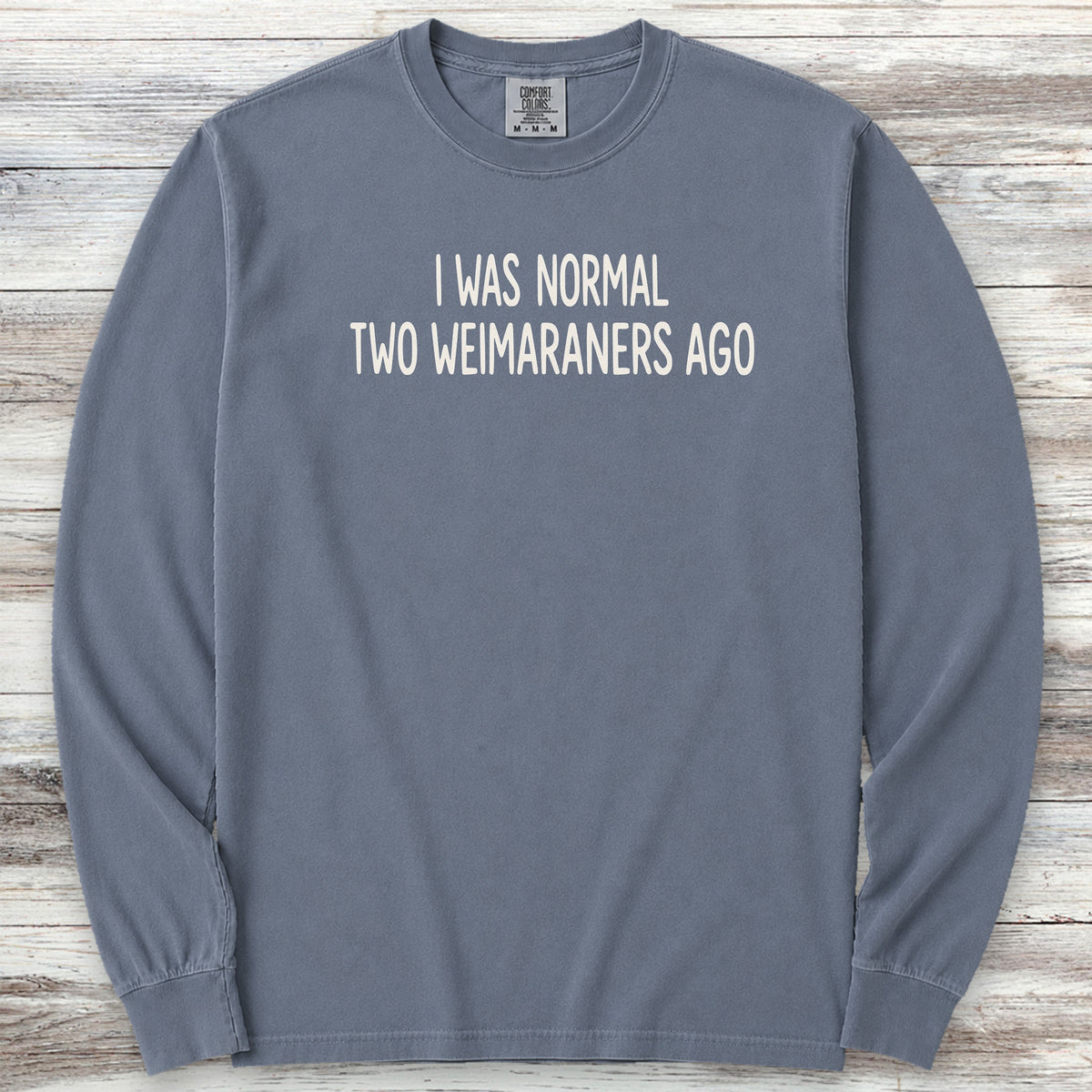 Weimaraner Normal Long Sleeve Tee - Blue Jean